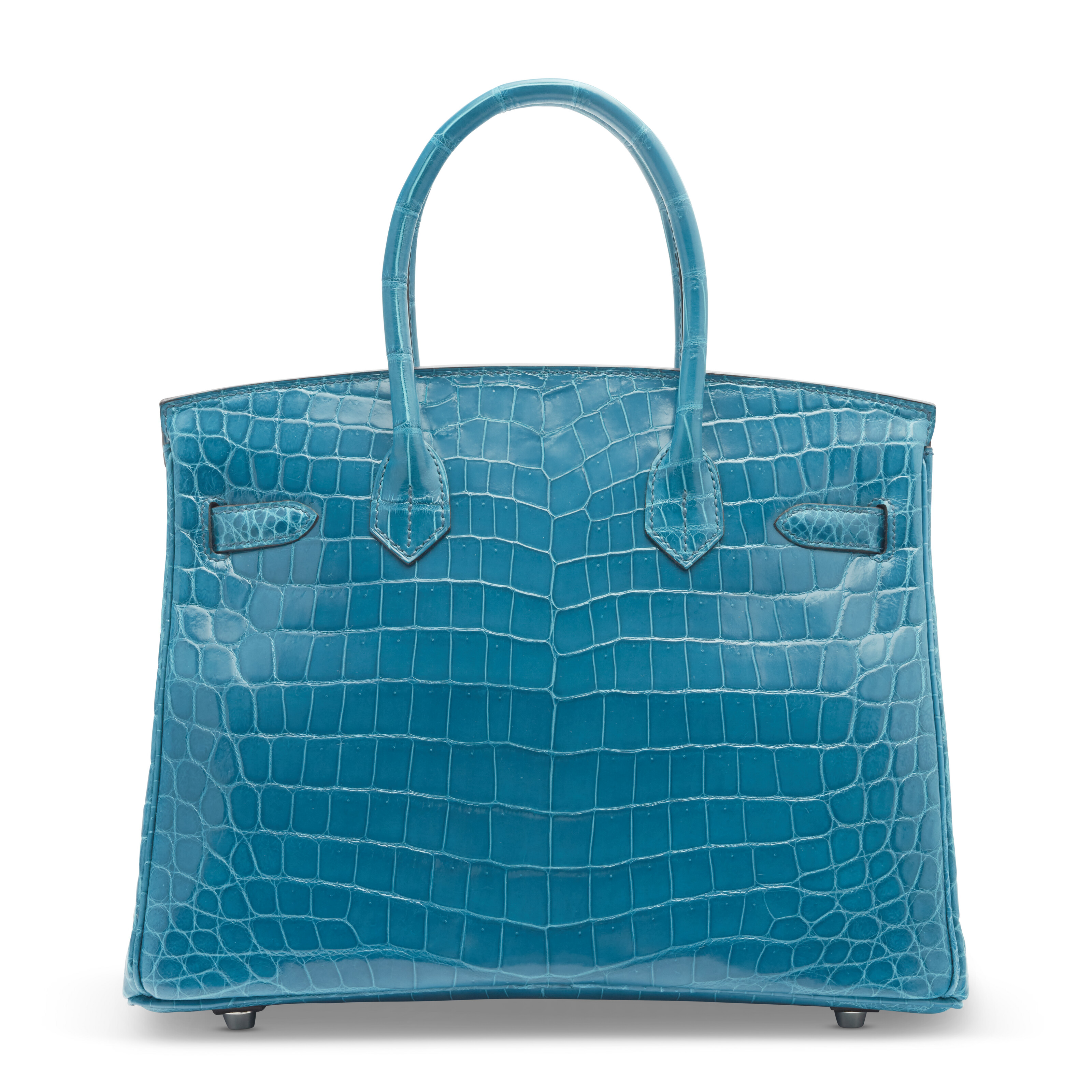 A SHINY BLEU IZMIR NICOTILUS CROCODILE BIRKIN 30 WITH PALLADIUM