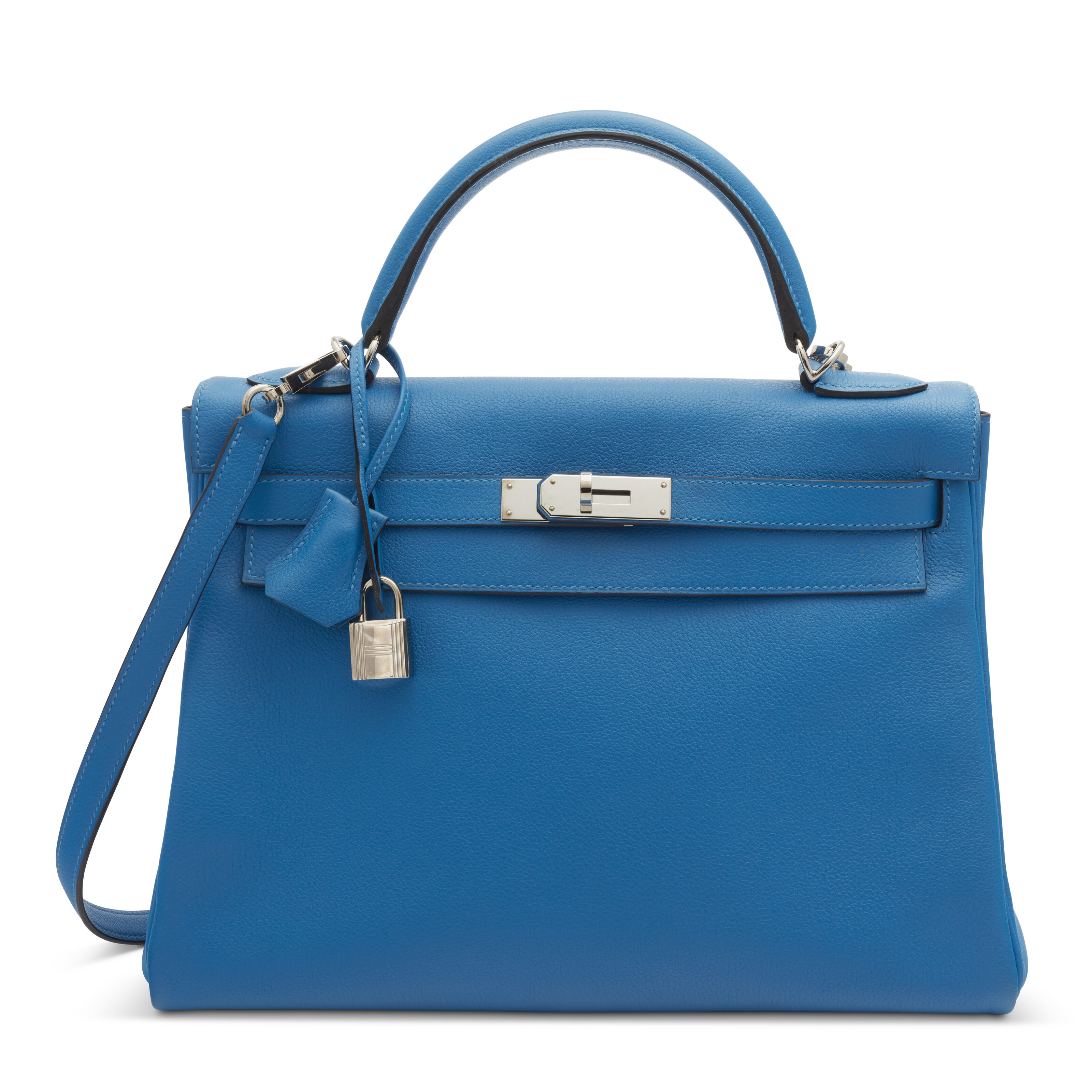 A BLEU HYDRA EVERCOLOR LEATHER RETOURNÉ KELLY 32 WITH PALLADIUM