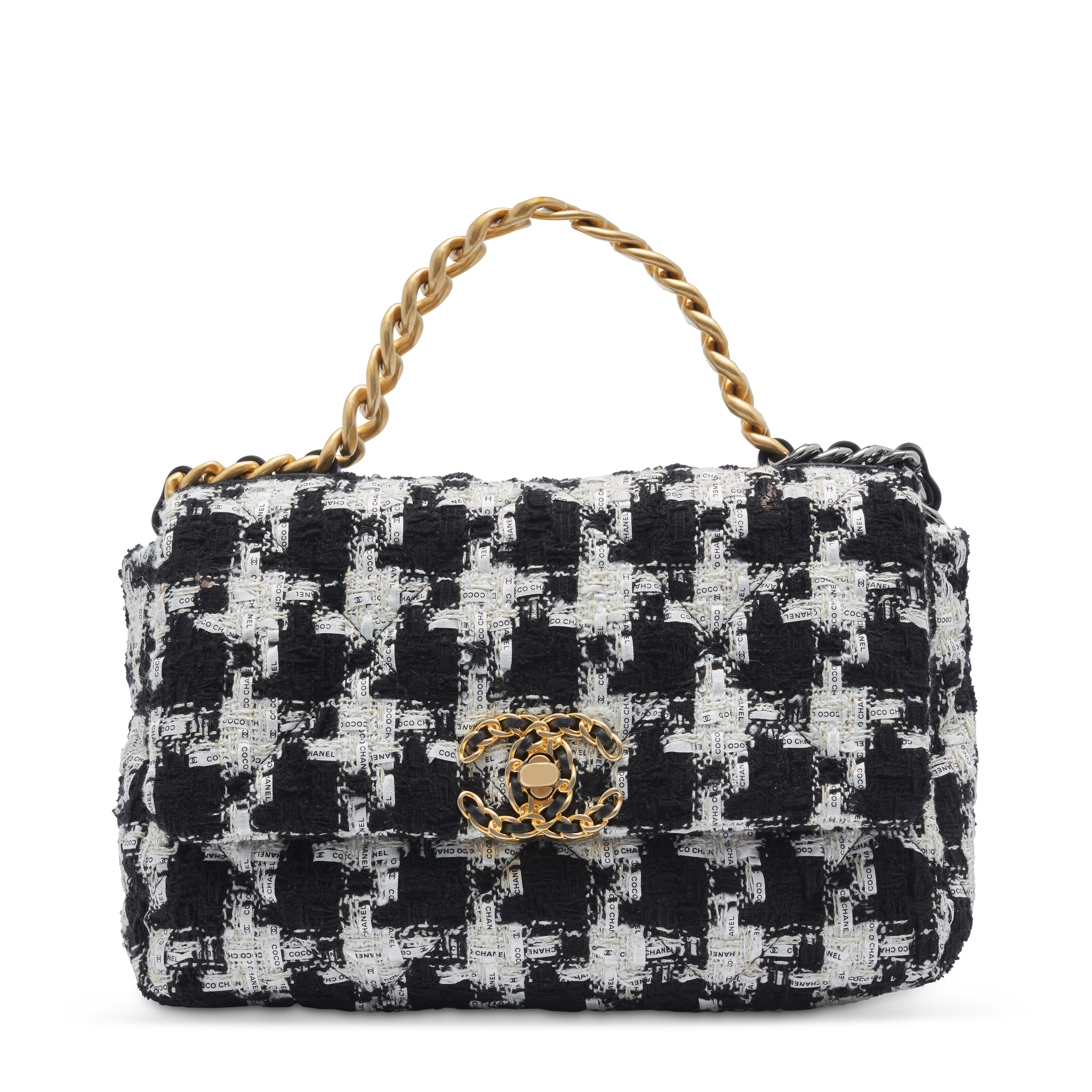 Chanel black and white tweed bag online