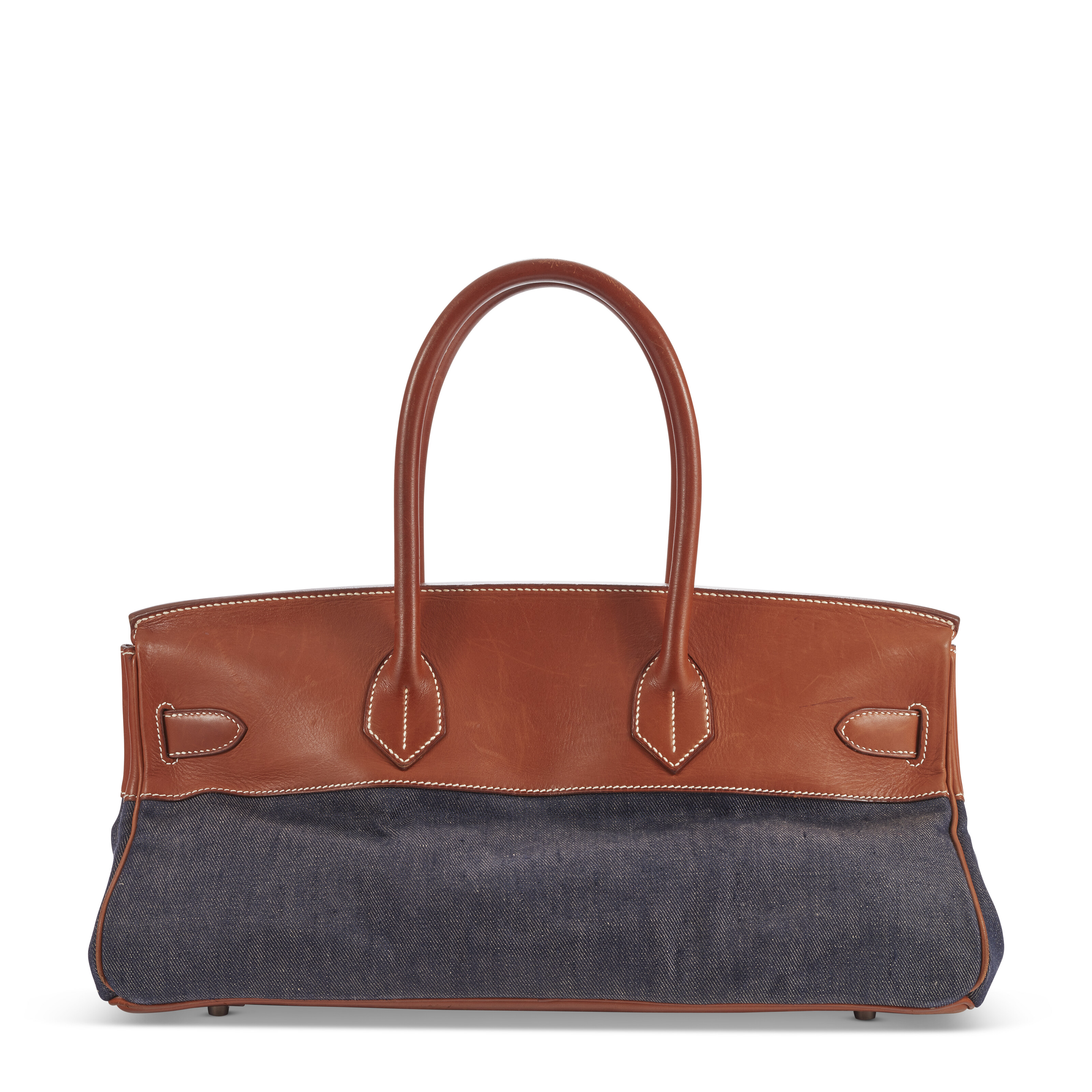 A RARE NATUREL BARÉNIA & DENIM CANVAS JPG SHOULDER BIRKIN 42 WITH