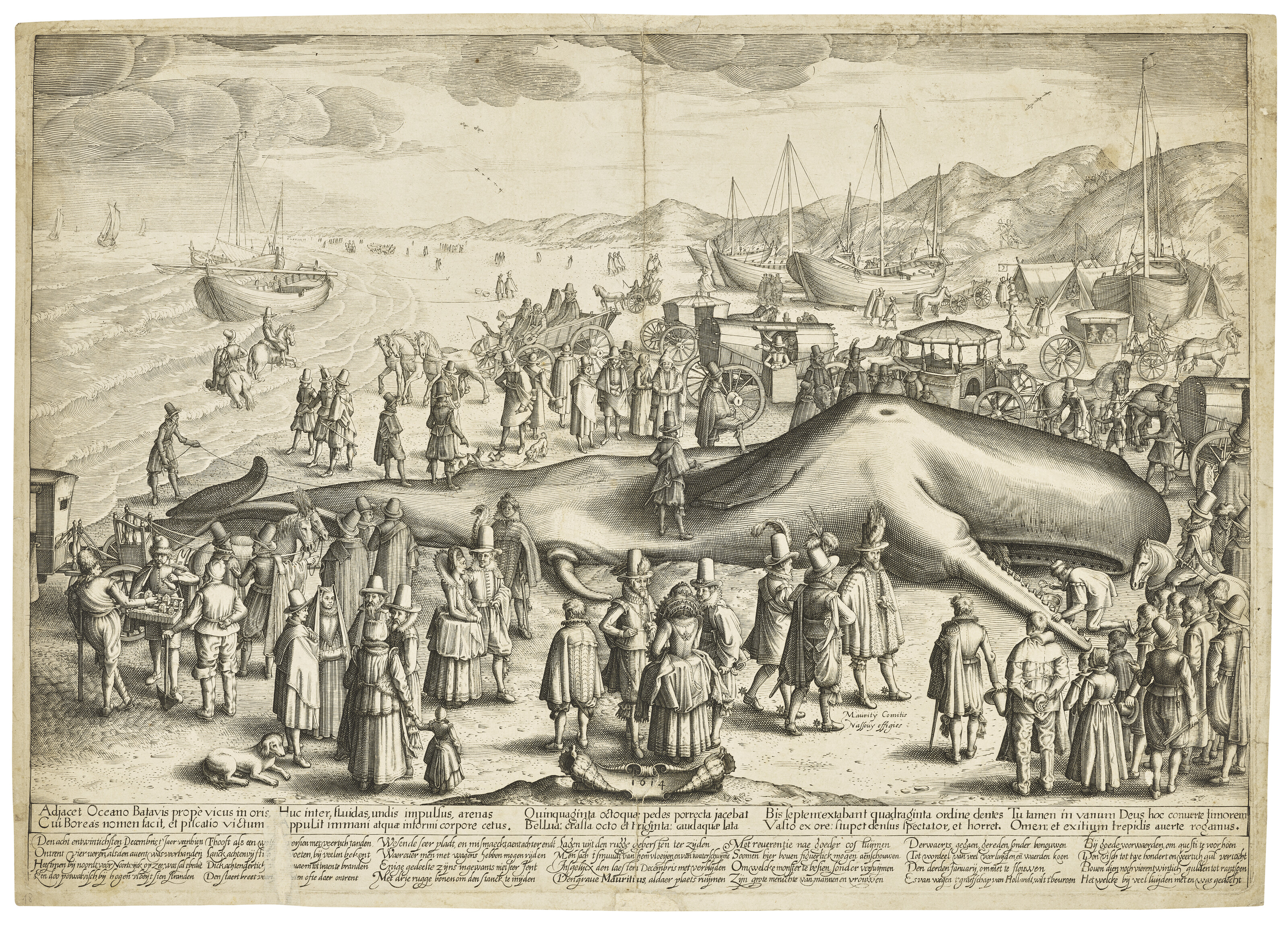 ANONYMOUS NETHERLANDISH (17TH CENTURY), A beached Sperm Whale on