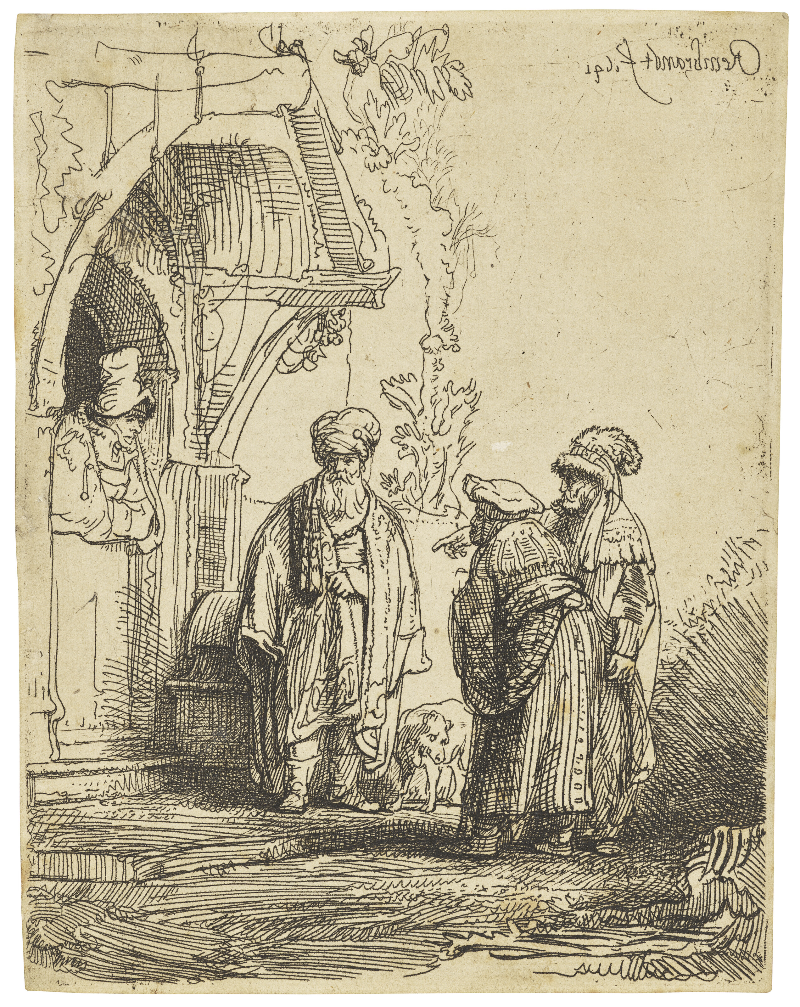 Catalog image of Three Oriental Figures (Jacob and Laban?)
