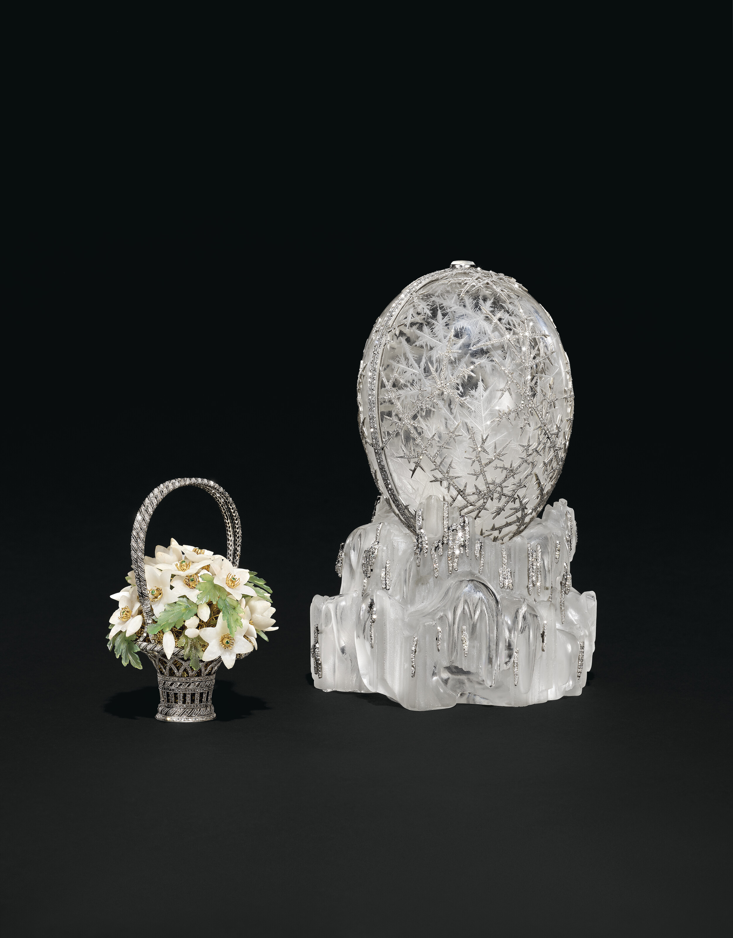 The Winter Egg. A magnificent and highly important imperial winter egg. By Faberge, designed by Alma Theresia Pihl, workmaster Albert Holmstrom, St Petersburg, 1913, offered in The Winter Egg and Important Works by Faberge from a Princely Collection on 2 December 2025 at Christie's in London