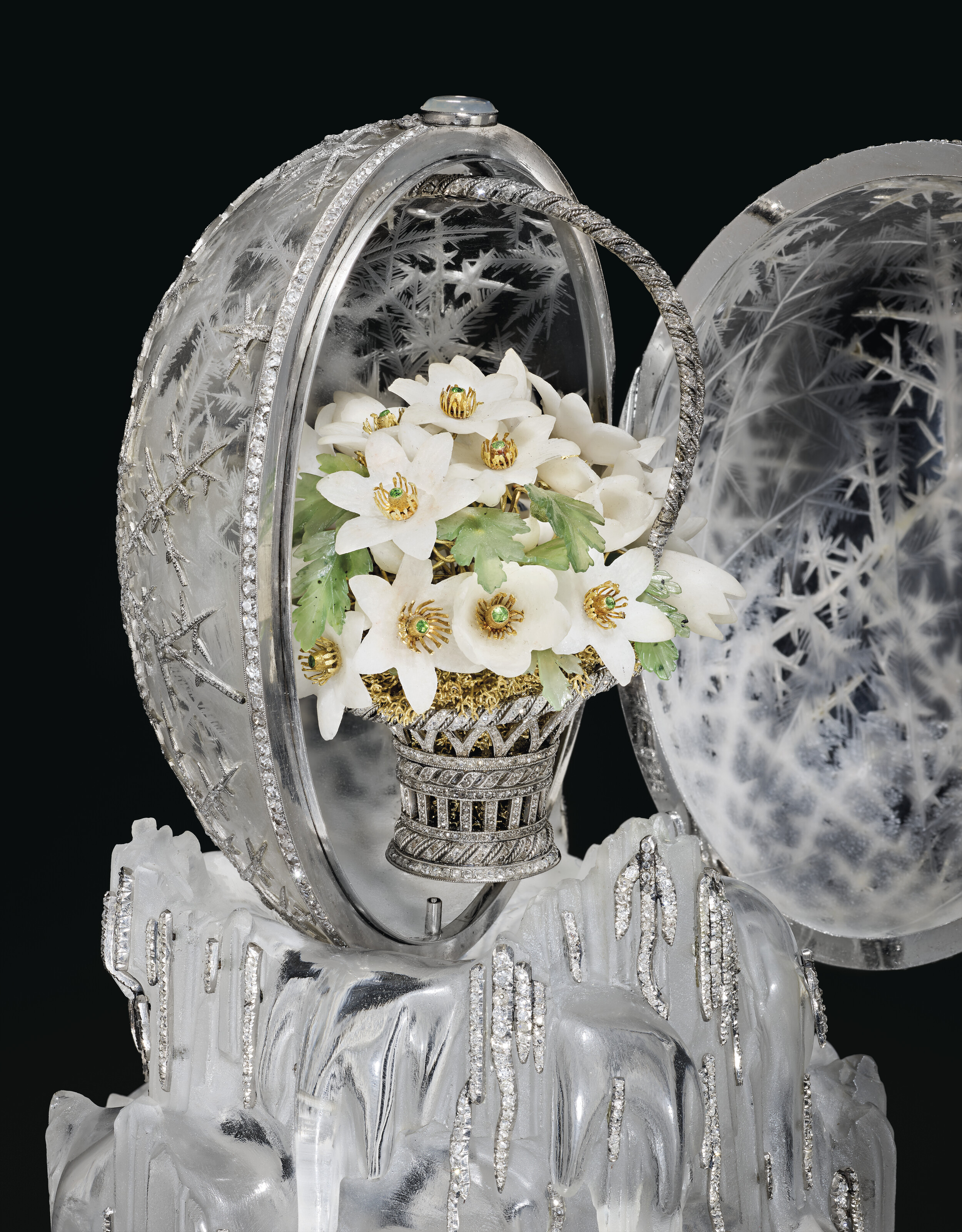 A MAGNIFICENT AND HIGHLY IMPORTANT IMPERIAL WINTER EGG, BY FABERGÉ