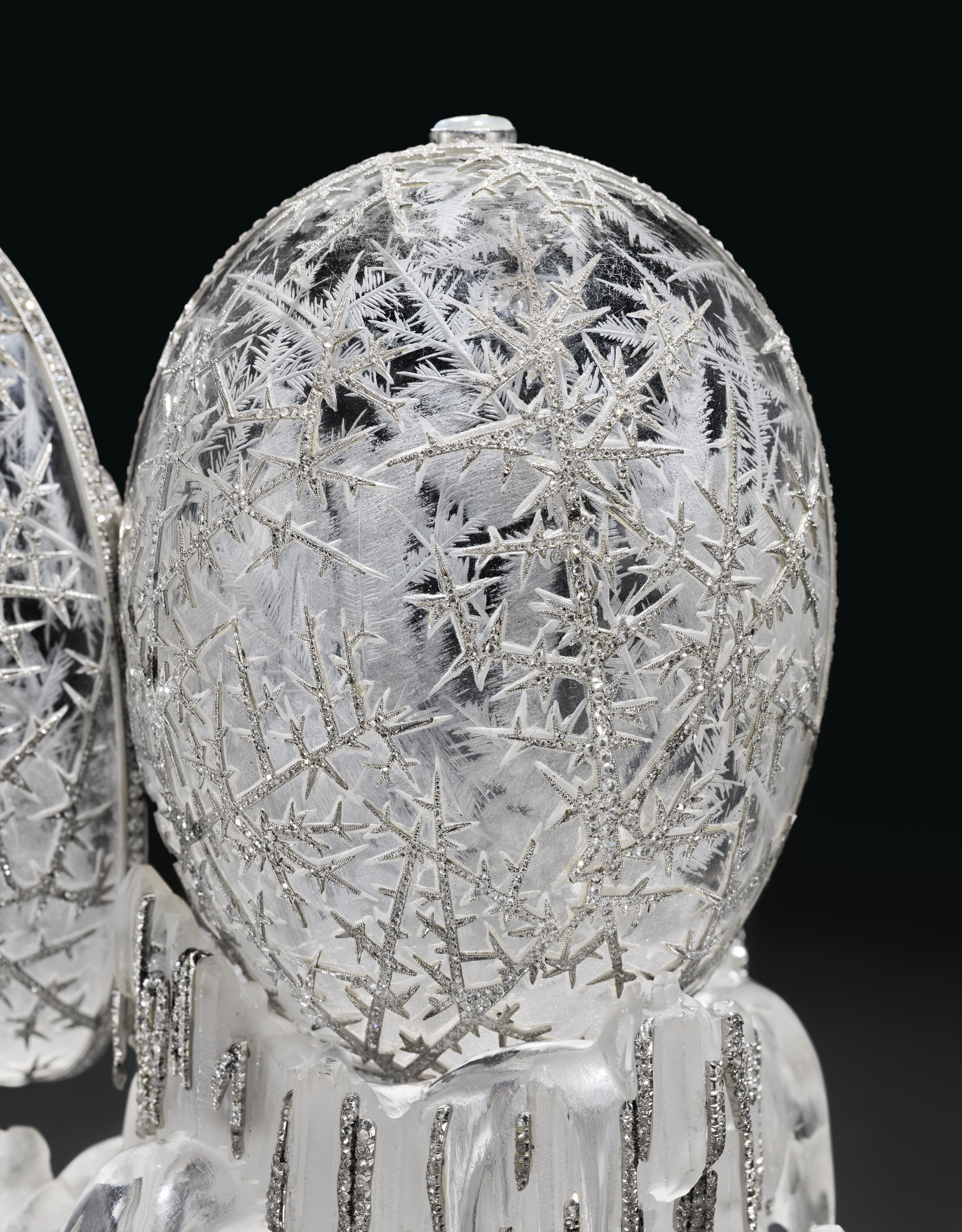 A MAGNIFICENT AND HIGHLY IMPORTANT IMPERIAL WINTER EGG, BY FABERGÉ