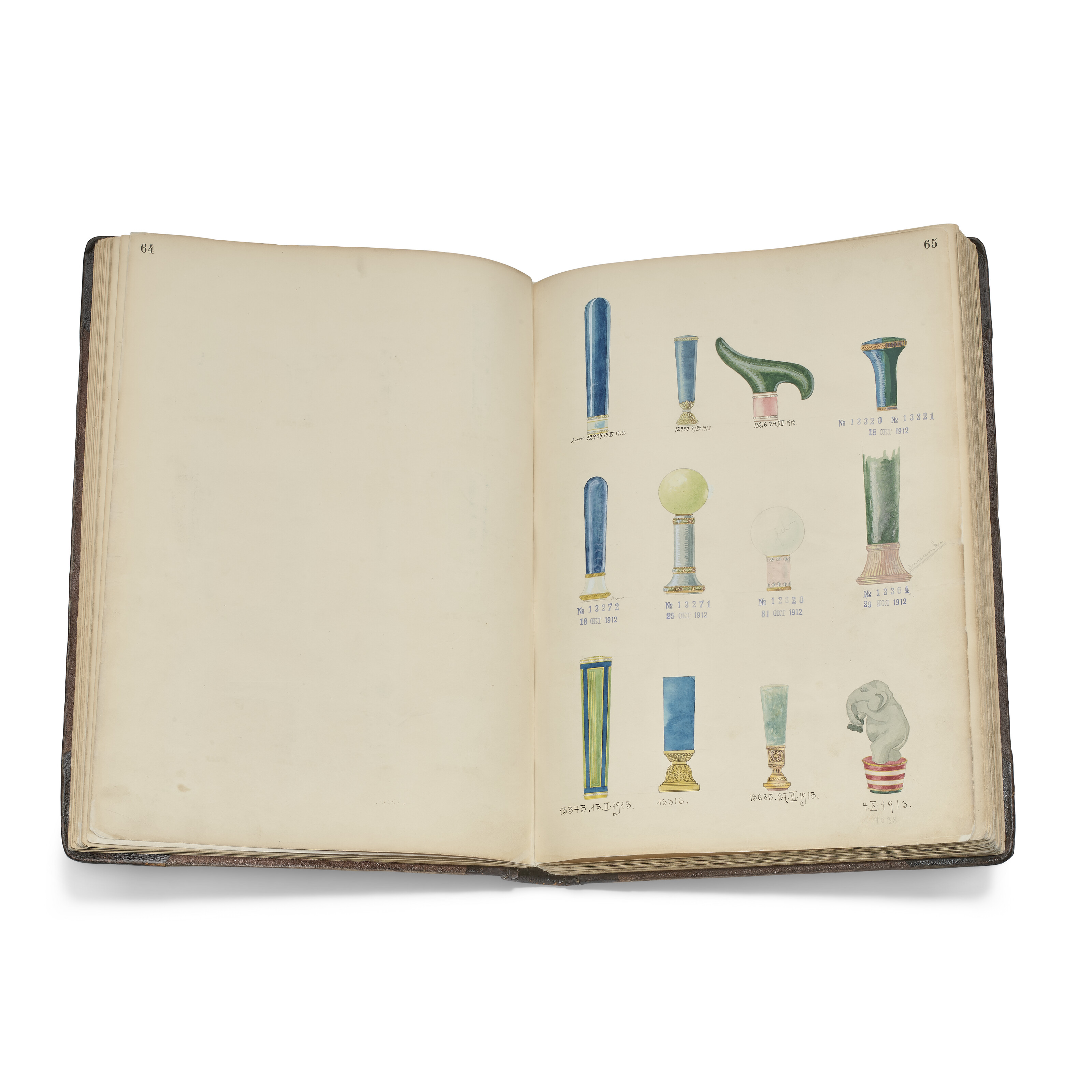 An extremely important and rare design album from the workshop of Henrik Wigstrom. By Faberge, St Petersburg, 1911-16, offered in The Winter Egg and Important Works by Faberge from a Princely Collection on 2 December 2025 at Christie's in London