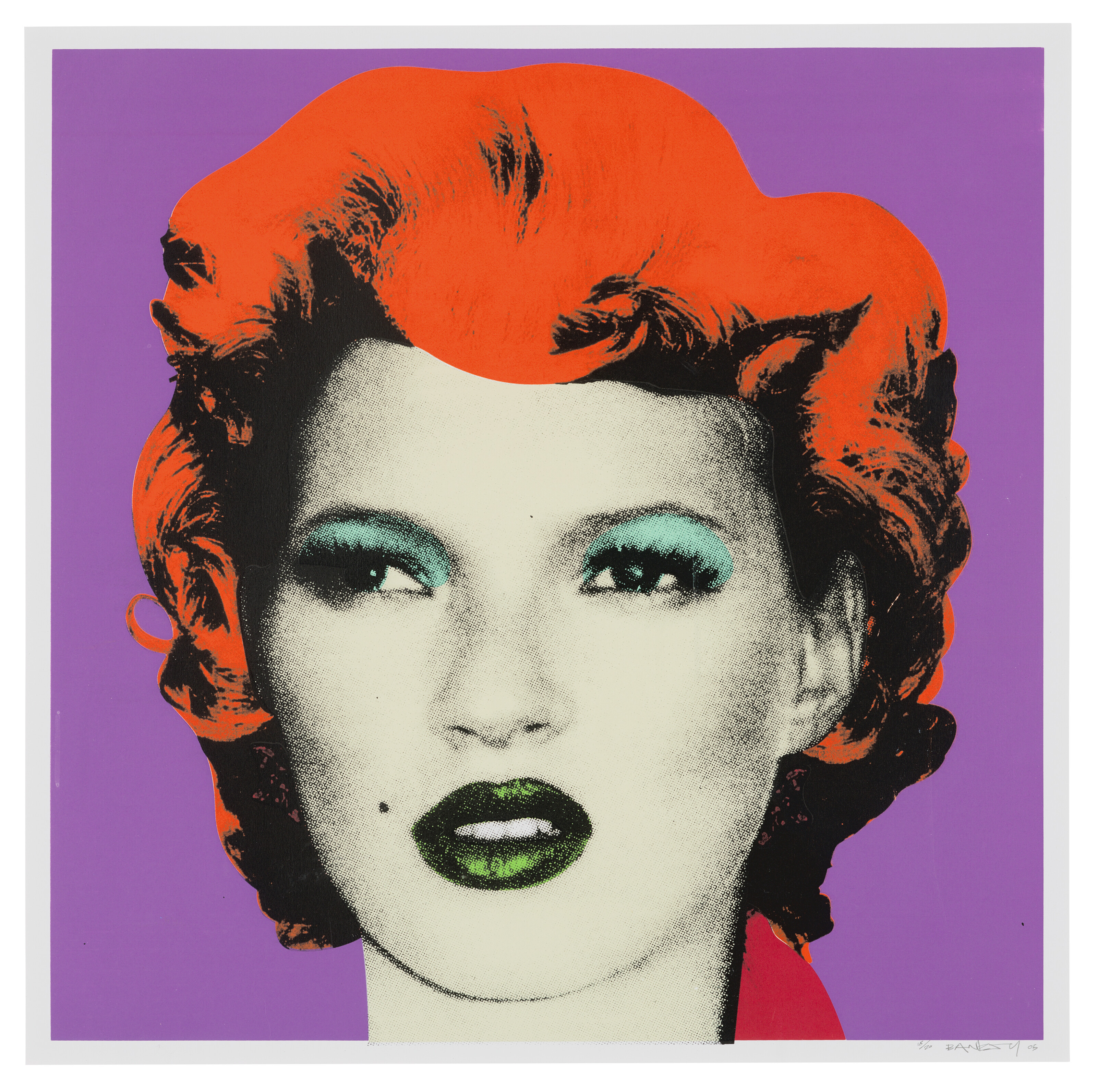 Banksy, Kate Moss: Purple, Hair Orange. Screenprint in colours, 2005, offered in Contemporary Edition: London until 1 April 2025 at Christie's Online