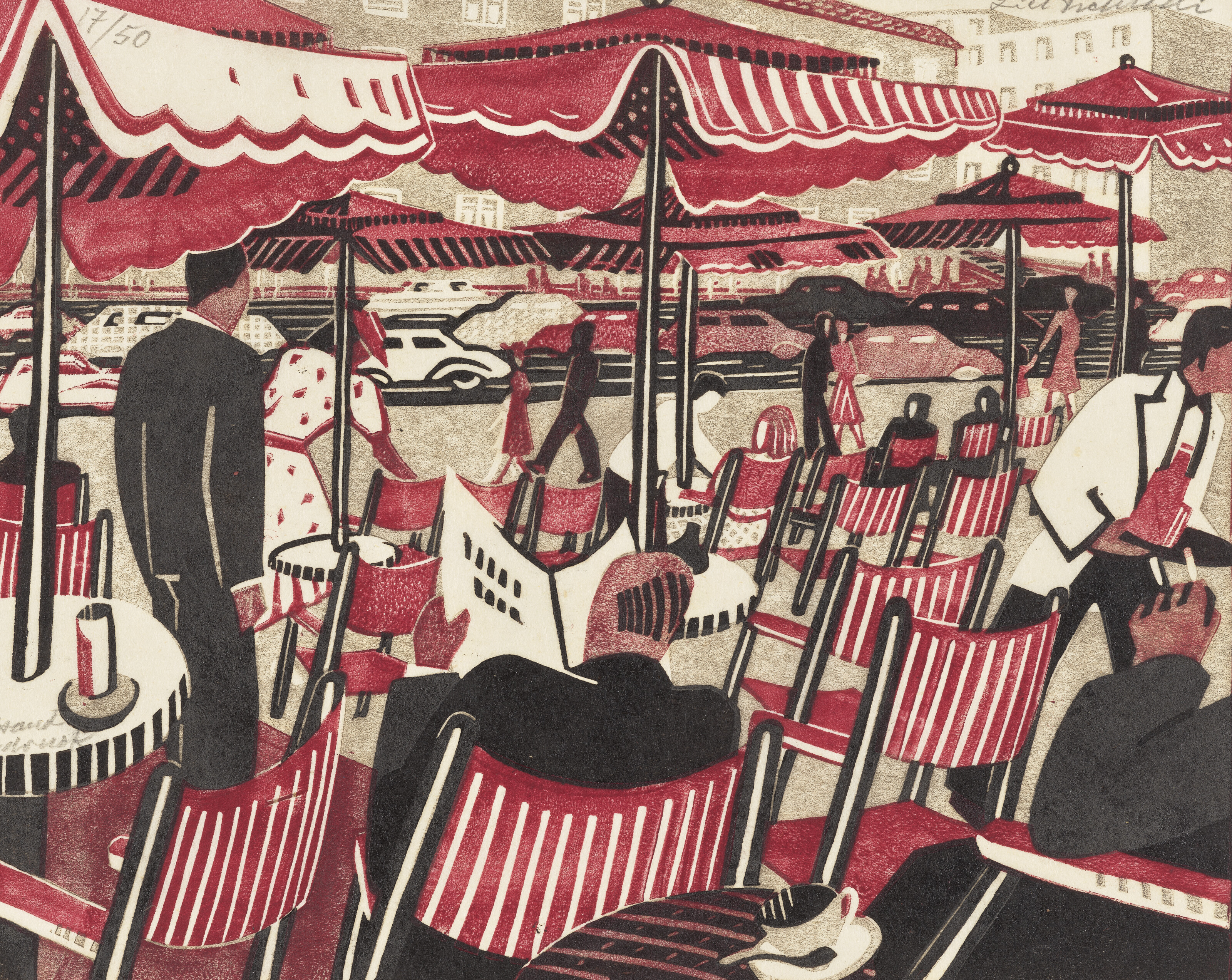 Lill Tschudi, Parisian Cafe, 1939, offered in Prints and Multiples until 27 March 2025 at Christie’s Online