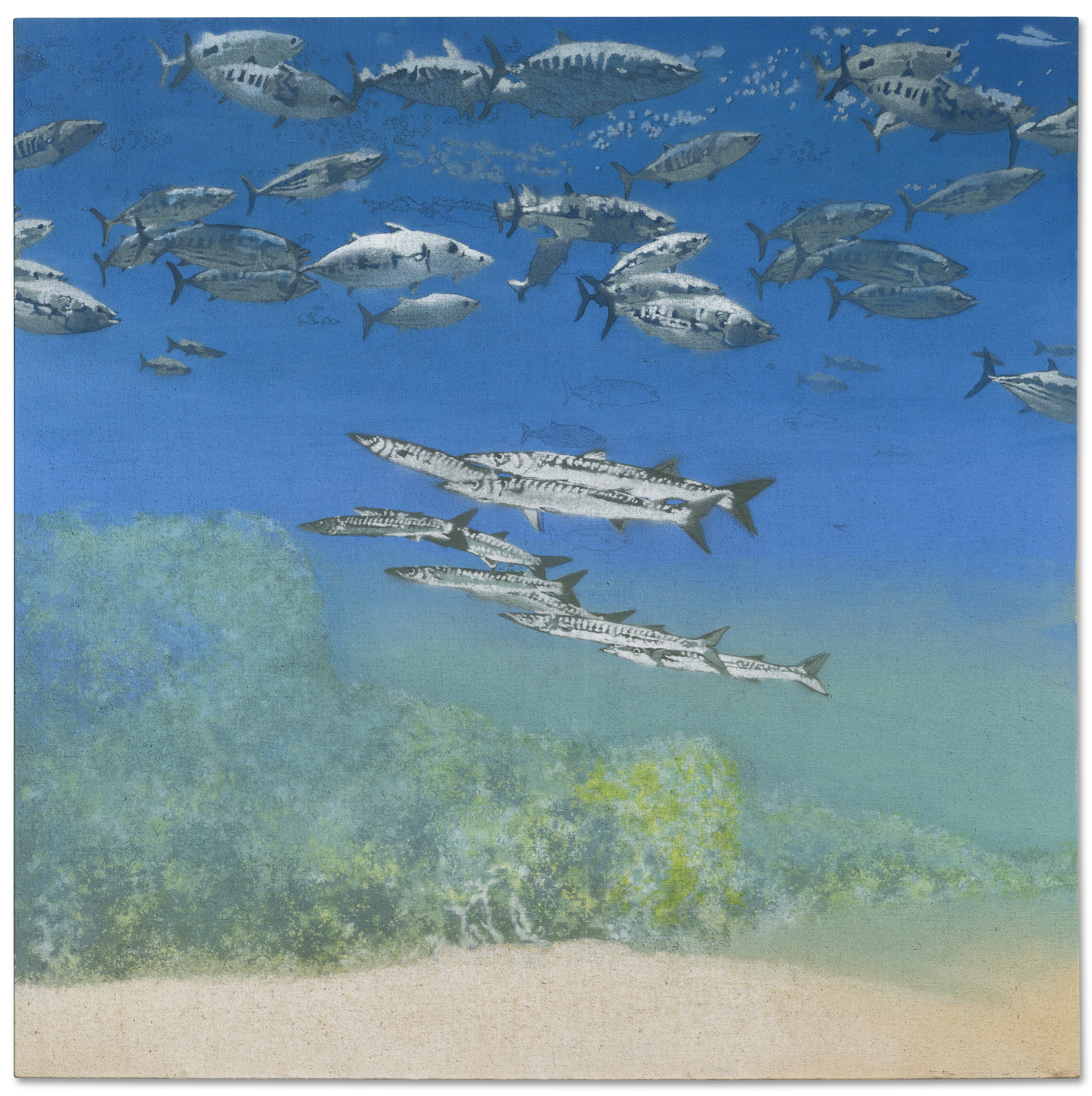 Michael Andrews, School IV: Barracuda under Skipjack Tuna, 1978, sold for £6,060,000 on 5 March 2025 at Christie's in London