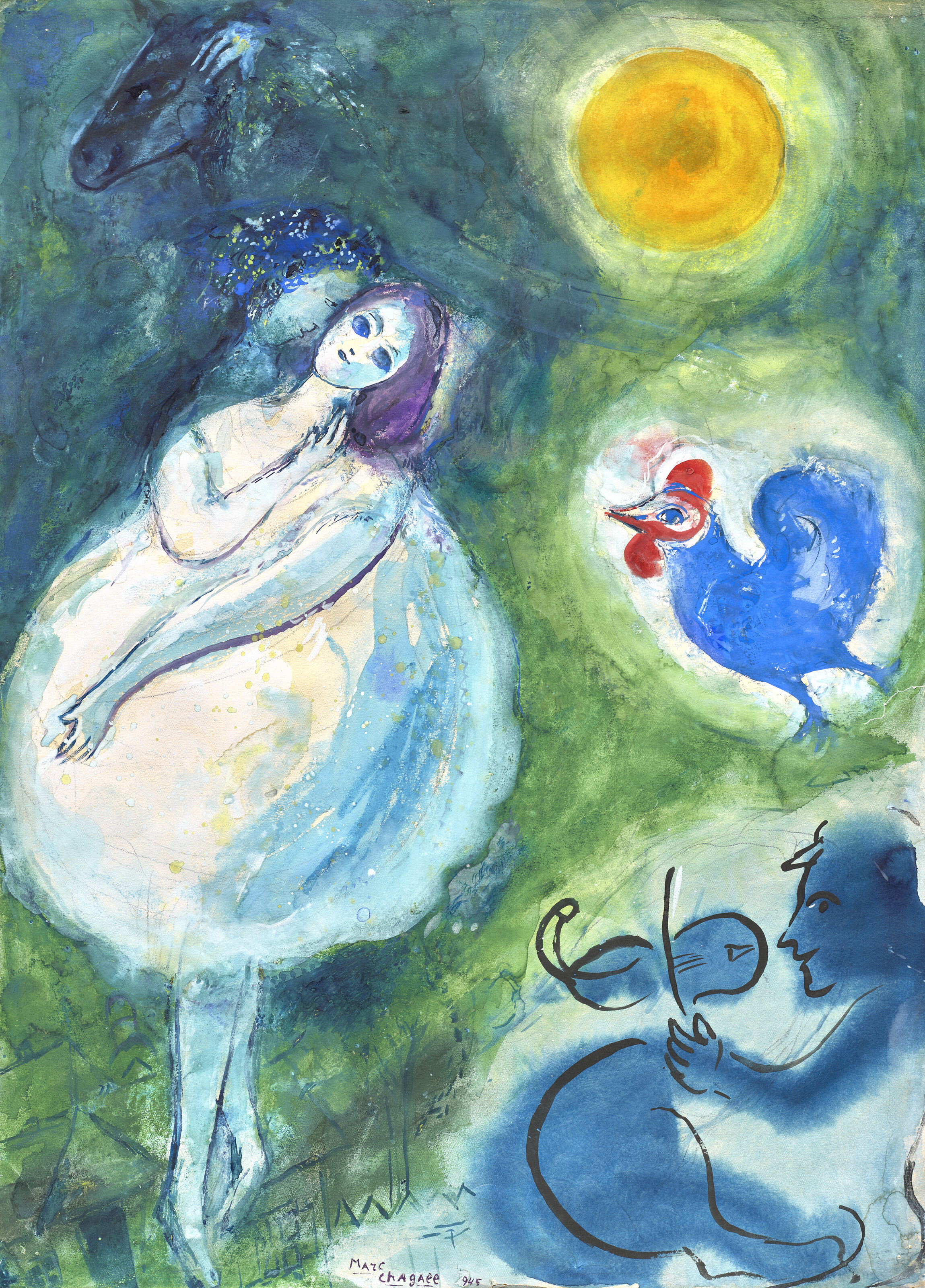 MARC CHAGALL (1887-1985), Les paysans au puit ou Scène biblique