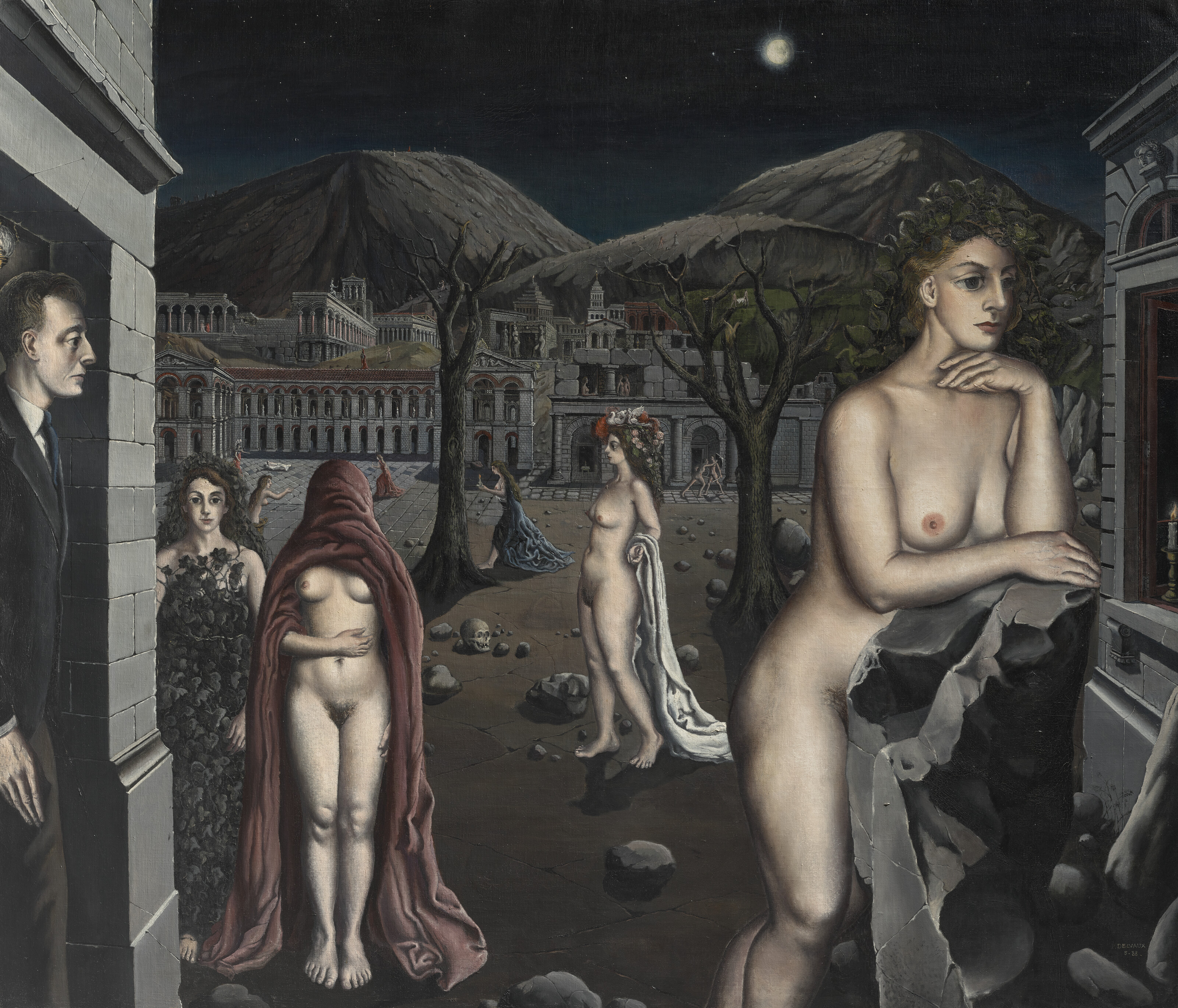Paul Delvaux, La ville endormie, 1938, sold for £6,175,000 on 5 March 2025 at Christie's in London