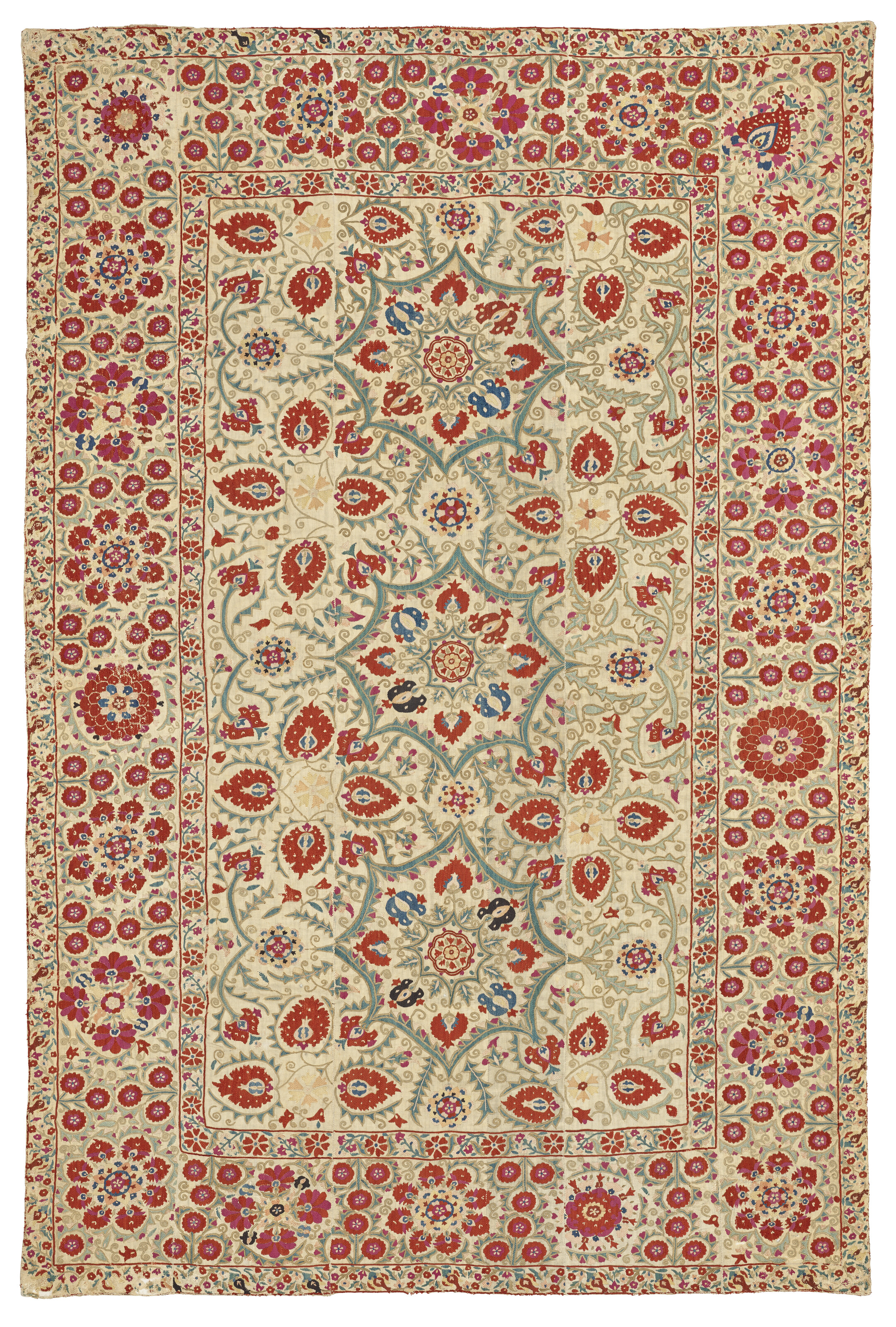 A Bukhara suzani,Uzbekistan, 19th century, offered in Art of the Islamic and Indian Worlds including Rugs and Carpets on 30 October 2025 at Christie's in London