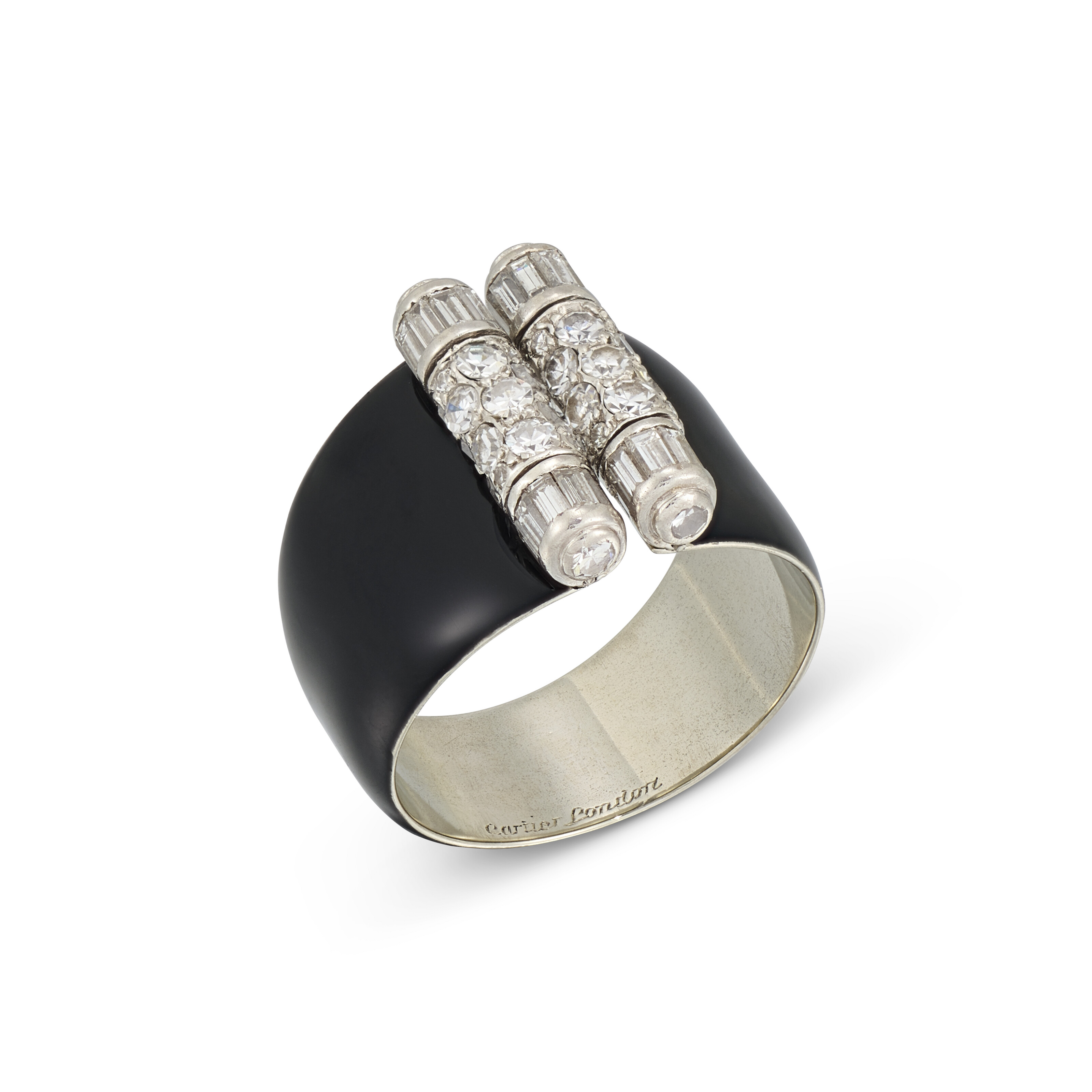 Cartier. An Art Deco lacquer and diamond ring, circa 1935, offered in Jewels Online: The London Edit, until 6 June 2025 at Christie's Online