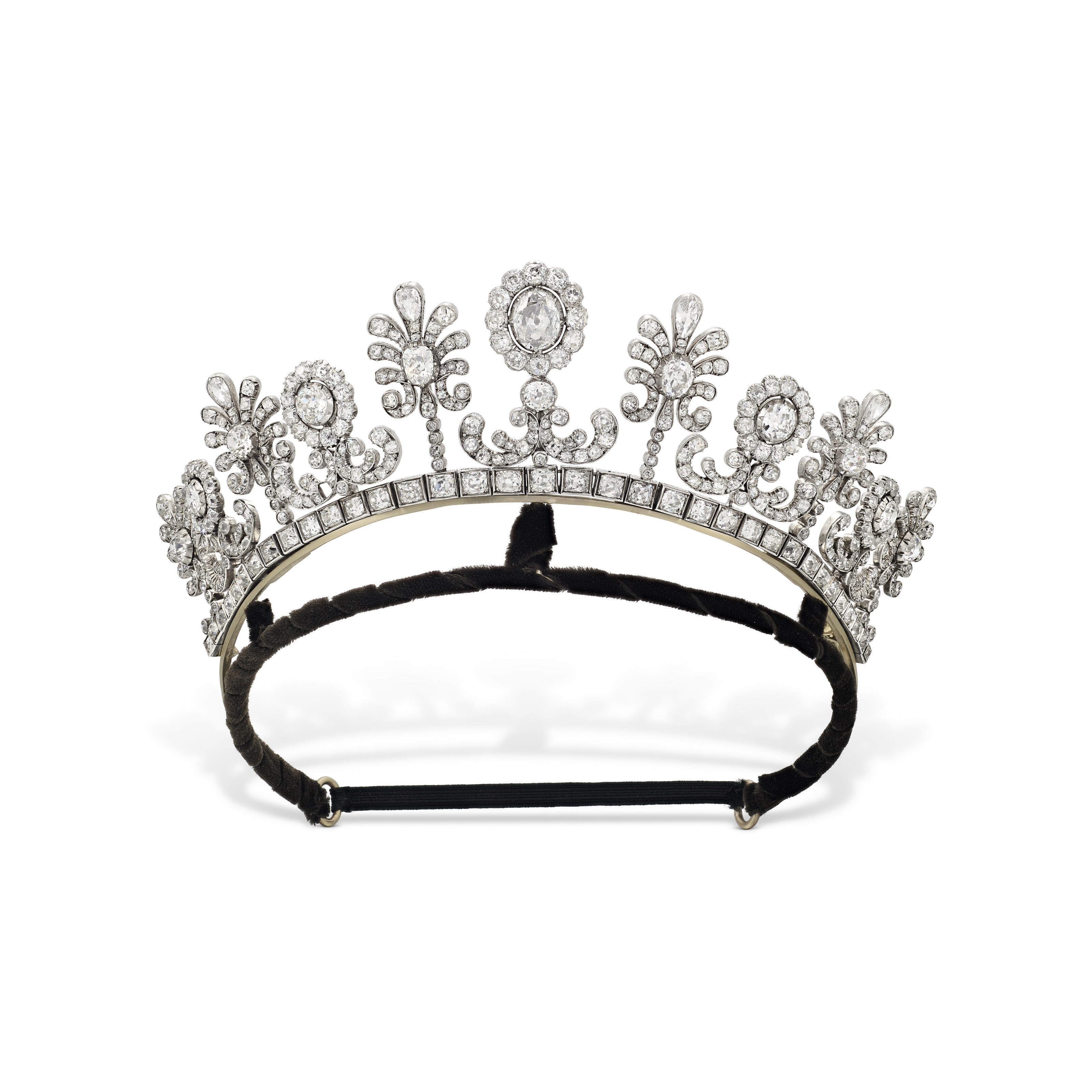 A 19th century diamond tiara/necklace, circa 1860s-80s, offered in Jewels Online: The London Edit, until 6 June 2025 at Christie's Online
