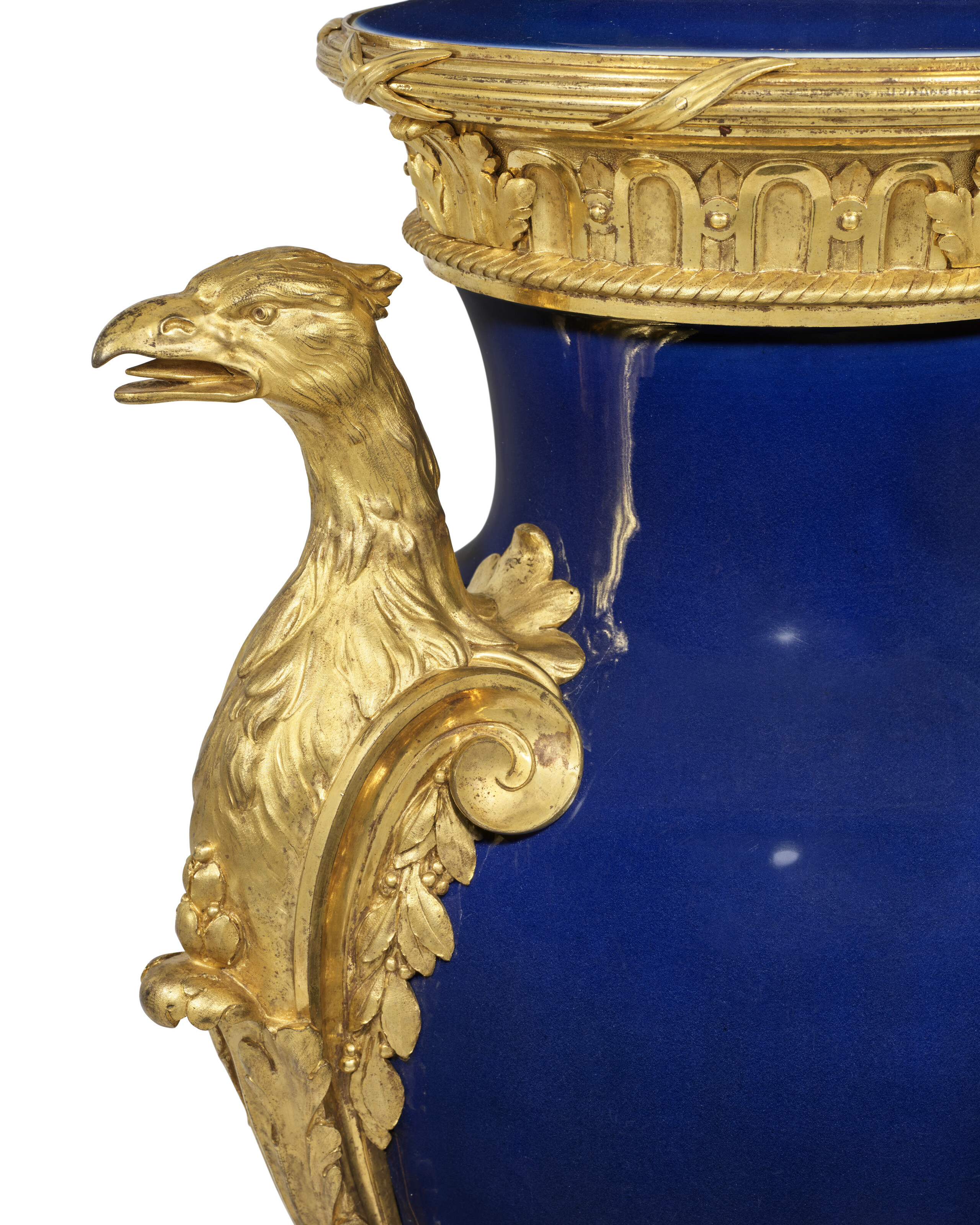 A LATE LOUIS XV ORMOLU-MOUNTED 'BLEU TURQUE' CHINESE PORCELAIN