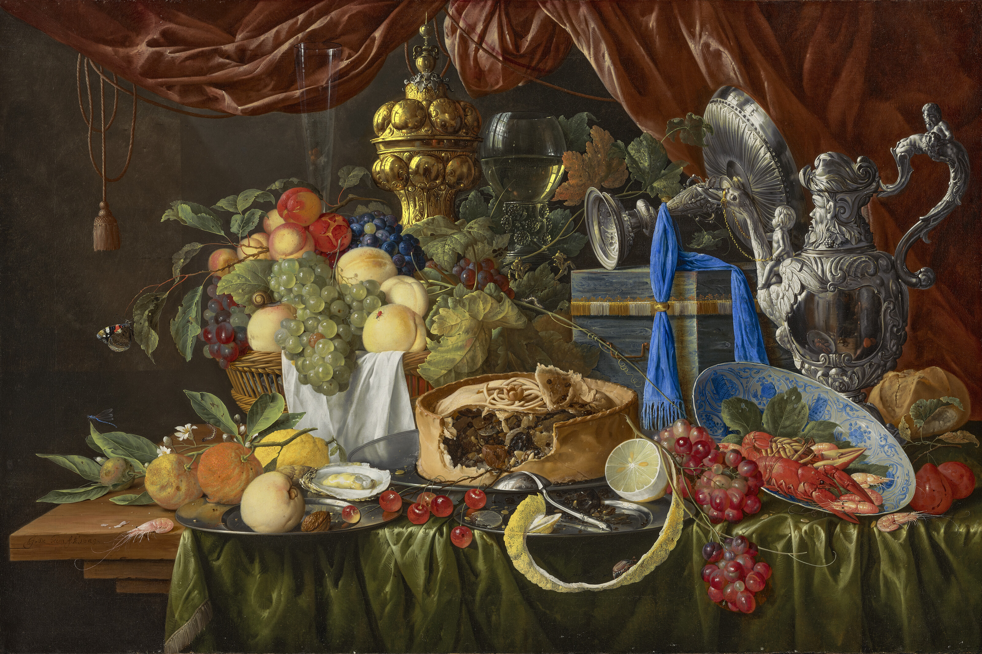 Jan Davidsz. de Heem, A pronk still life with luxurious objects and exotic fruits, 1649, offered in the Old Masters Evening Sale on 1 July 2025 at Christie's in London
