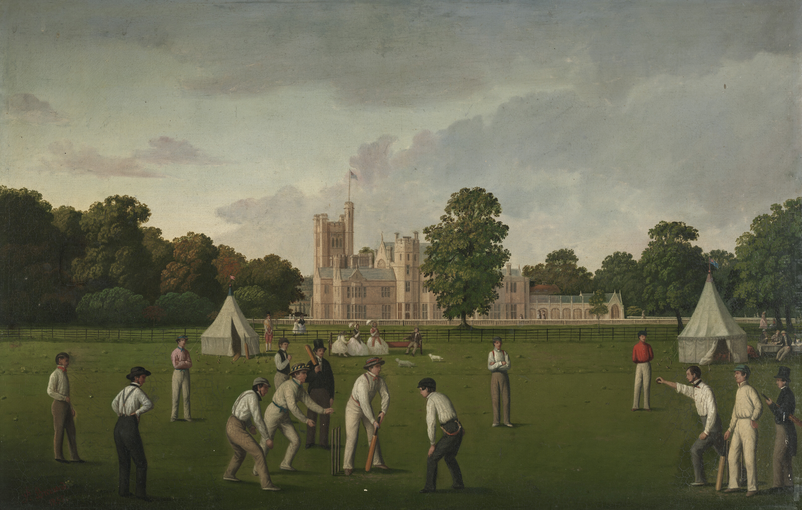 Thomas Bremond (active 1855), A Cricket Match, with Canford Manor beyond, sold for £113,400 on 9 April 2025 at Christie's Online