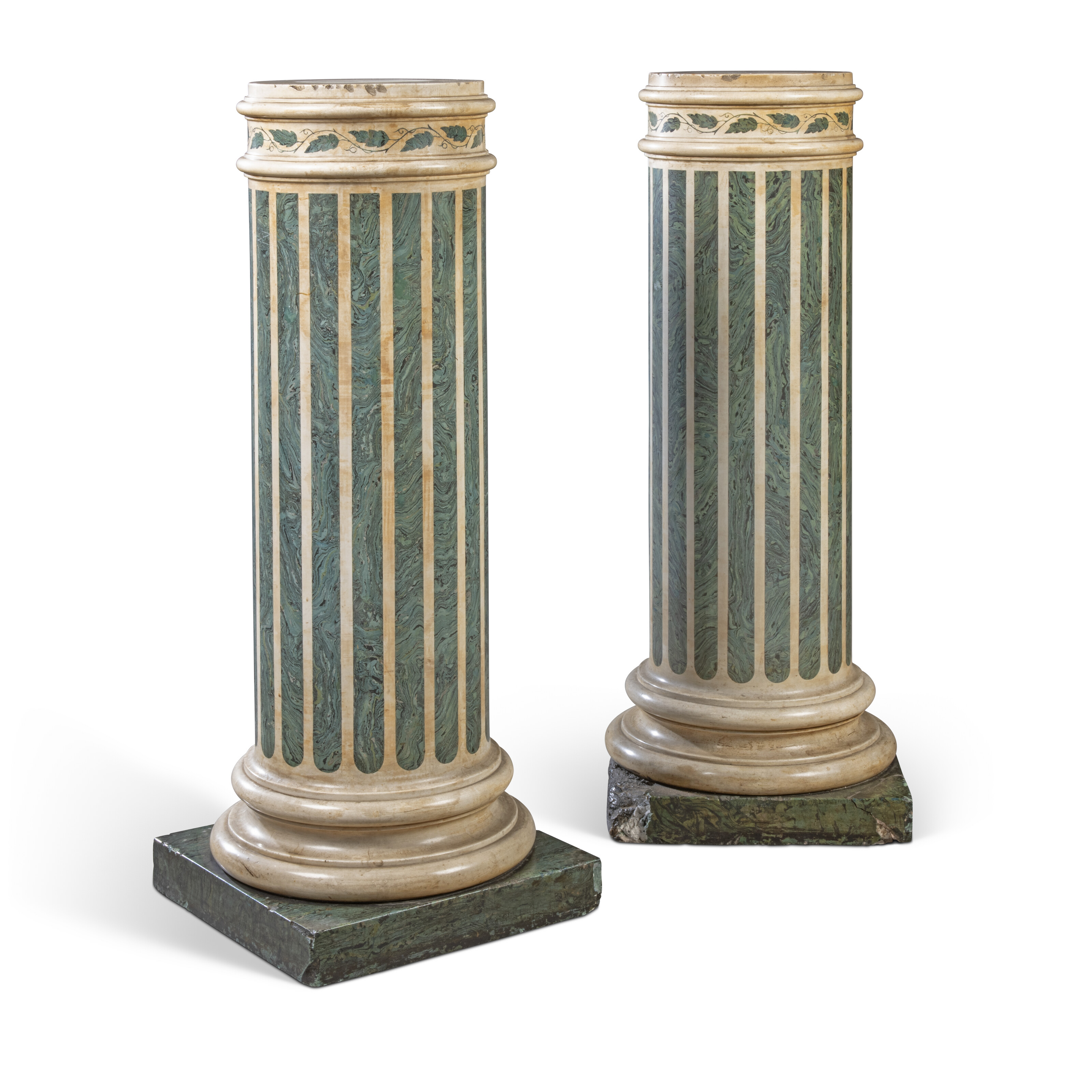 A pair of Italian scagliola columns, mid-19th century, offered in Collections: Property from the Viscount Wimborne and the Earl of Suffolk and Berkshire, until 9 April 2025 at Christie's Online