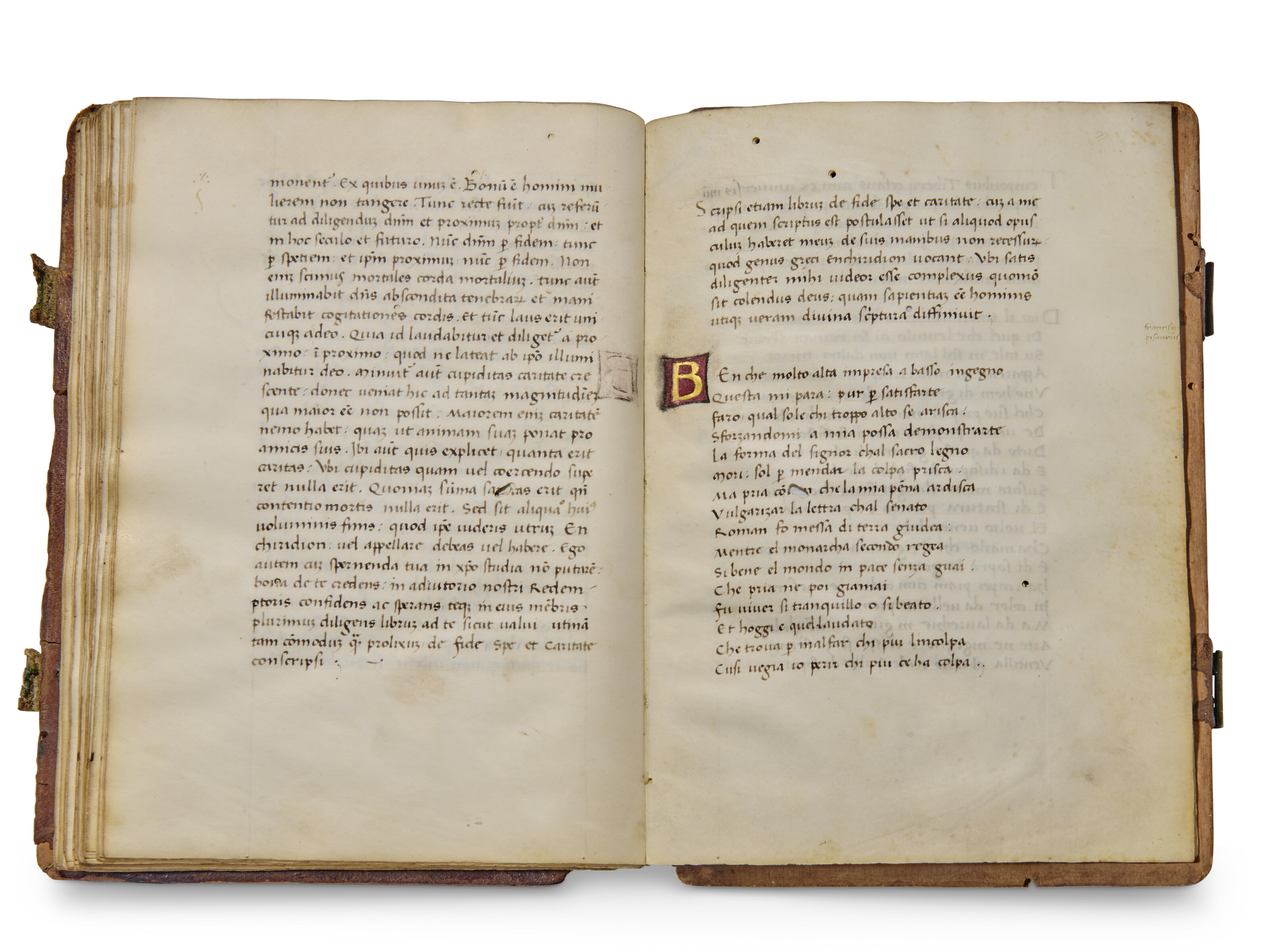 St Augustine (354-430), Enchiridion, with the Letters of Lentulus and  Pilate and patristic extracts, in Latin and Italian, illuminated manuscript  on vellum [Florence, mid-15th century] | Christie's, image size:3200x2400