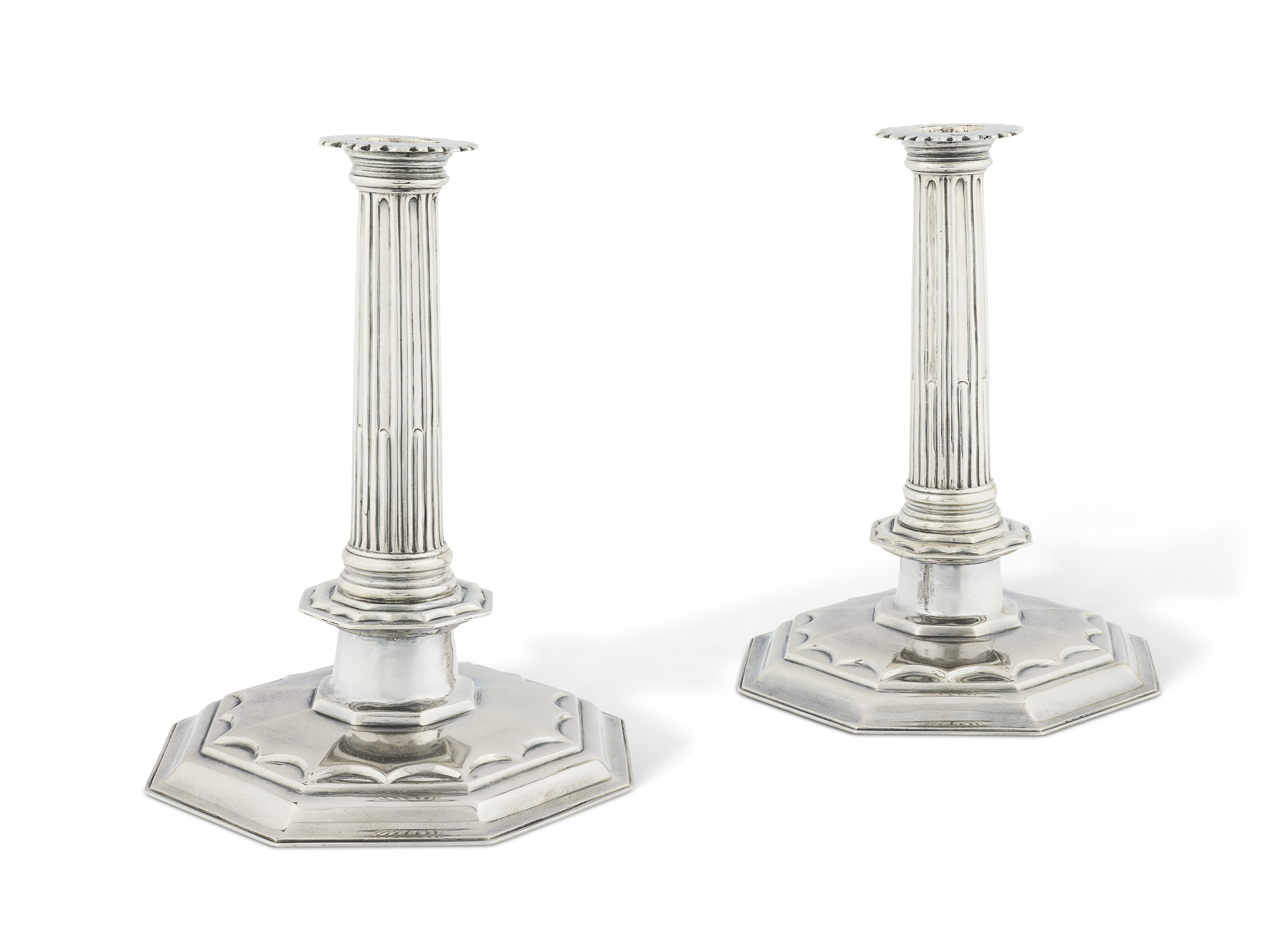 A PAIR OF JAMES II SILVER CANDLESTICKS, LONDON, 1686, MAKER'S MARK