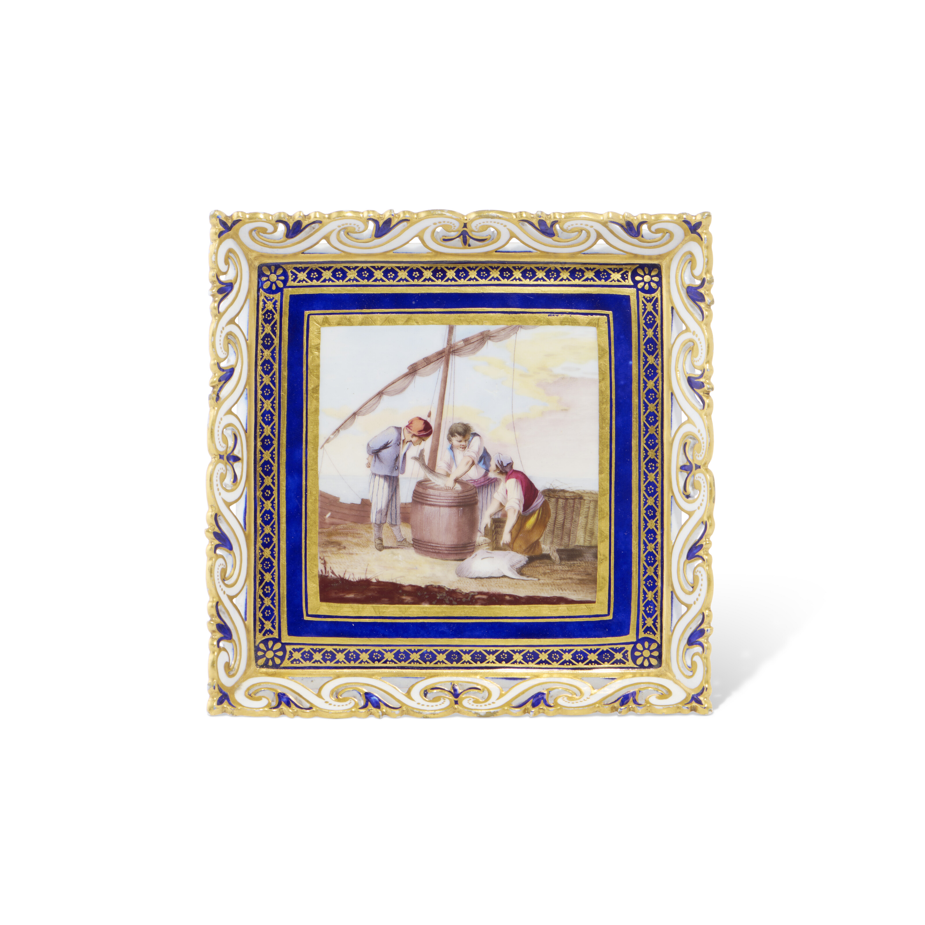 A SEVRES PORCELAIN SQUARE TRAY (PLATEAU CARRE, 1ERE GRANDEUR
