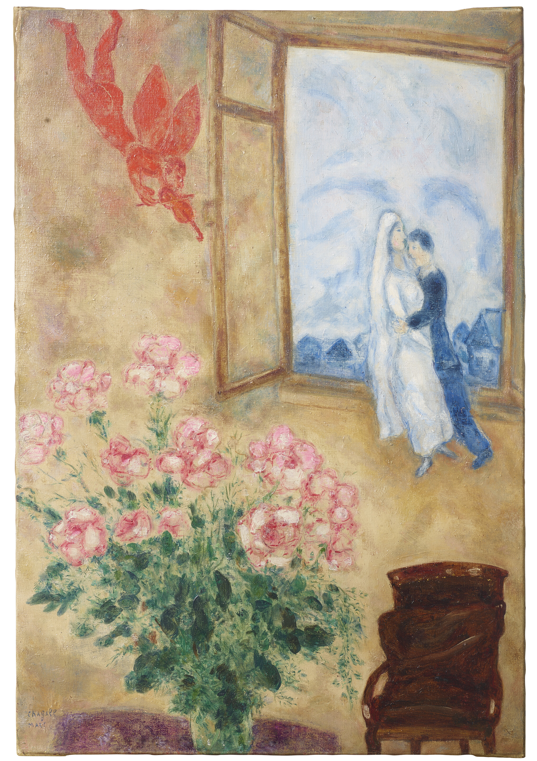 MARC CHAGALL (1887-1985), Les fiancés à l'ange rouge | Christie's
