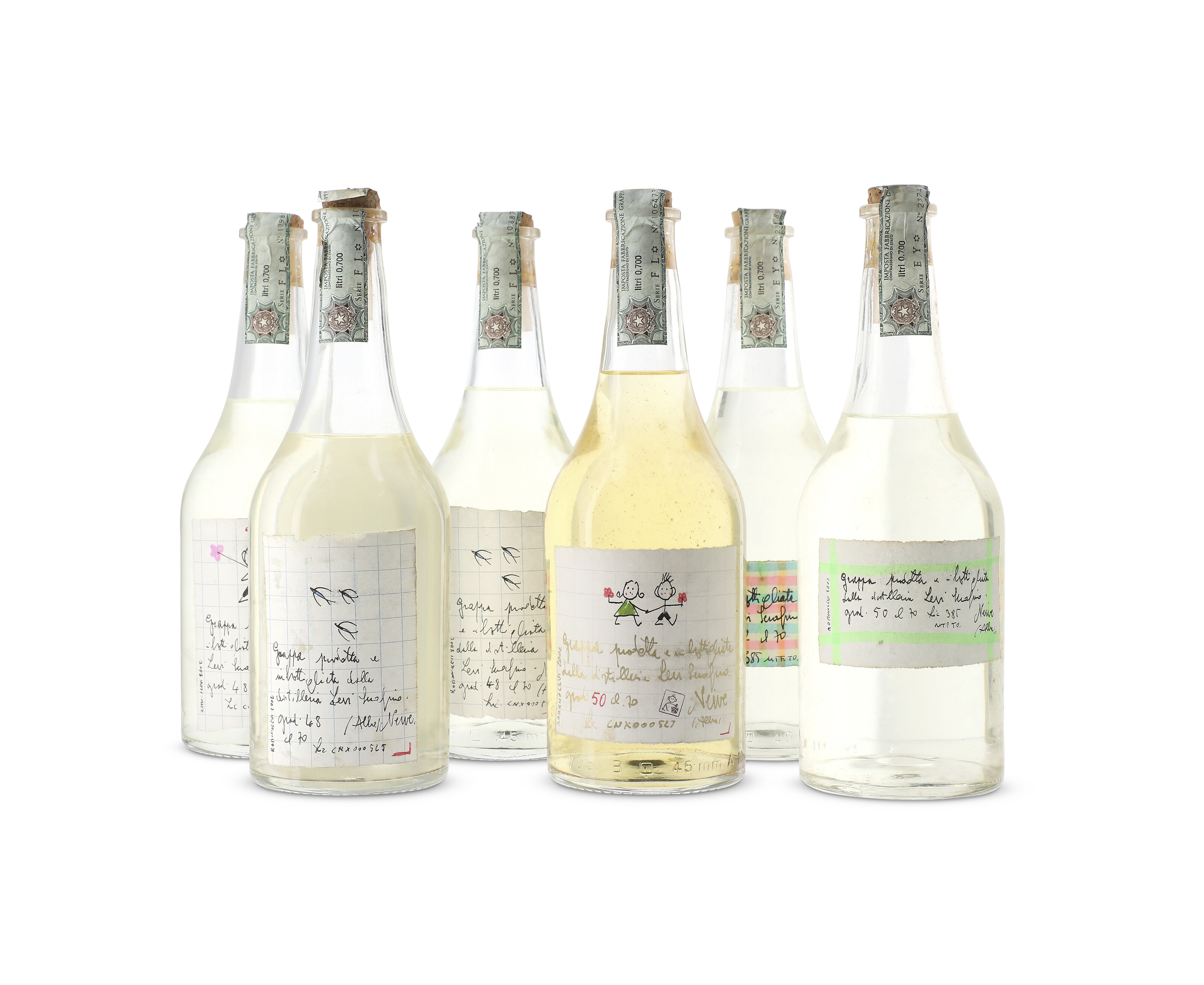 Romano Levi, Grappa 2002, Different label styles. Slightly bin-soiled ...