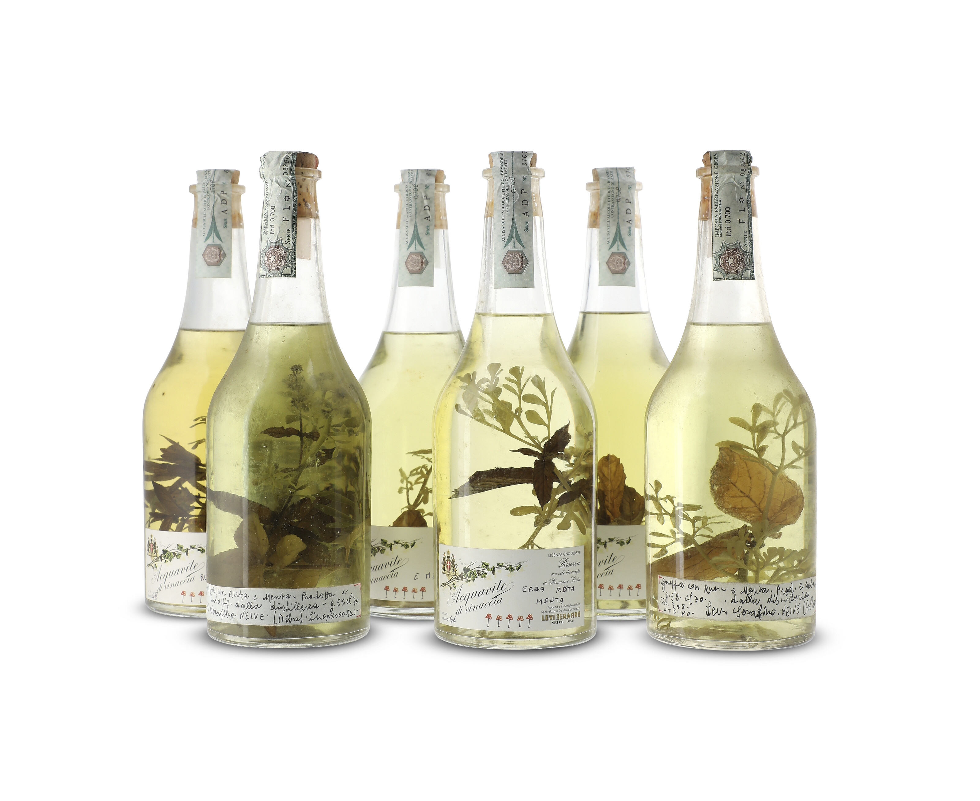 Romano Levi, Grappa with Herbs NV, Ruta e Menta. Four Acquavite di ...