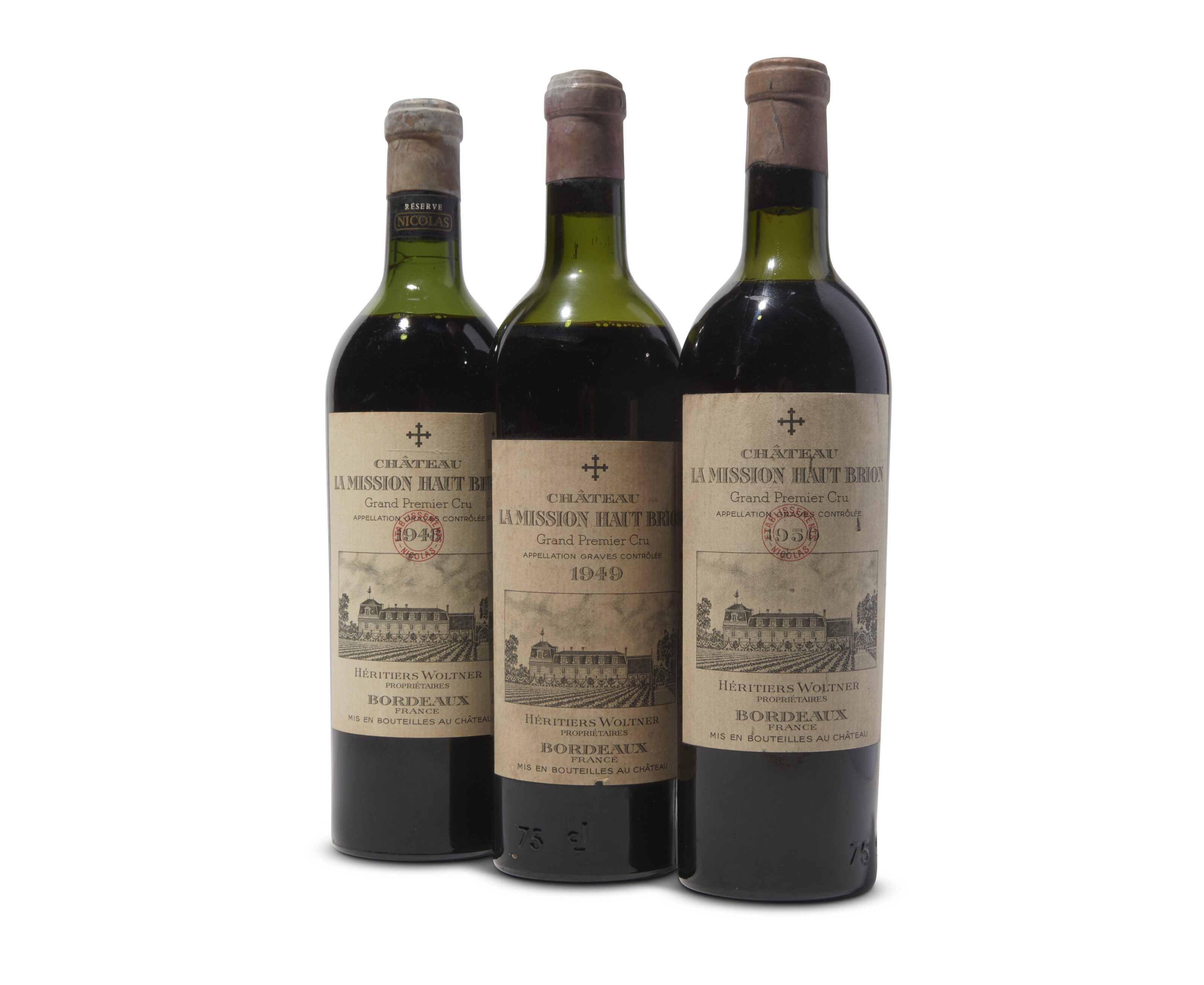 Mixed La Mission Haut-Brion 1948-1950, sold for £5,625 on18 February 2025 at Christie's Online