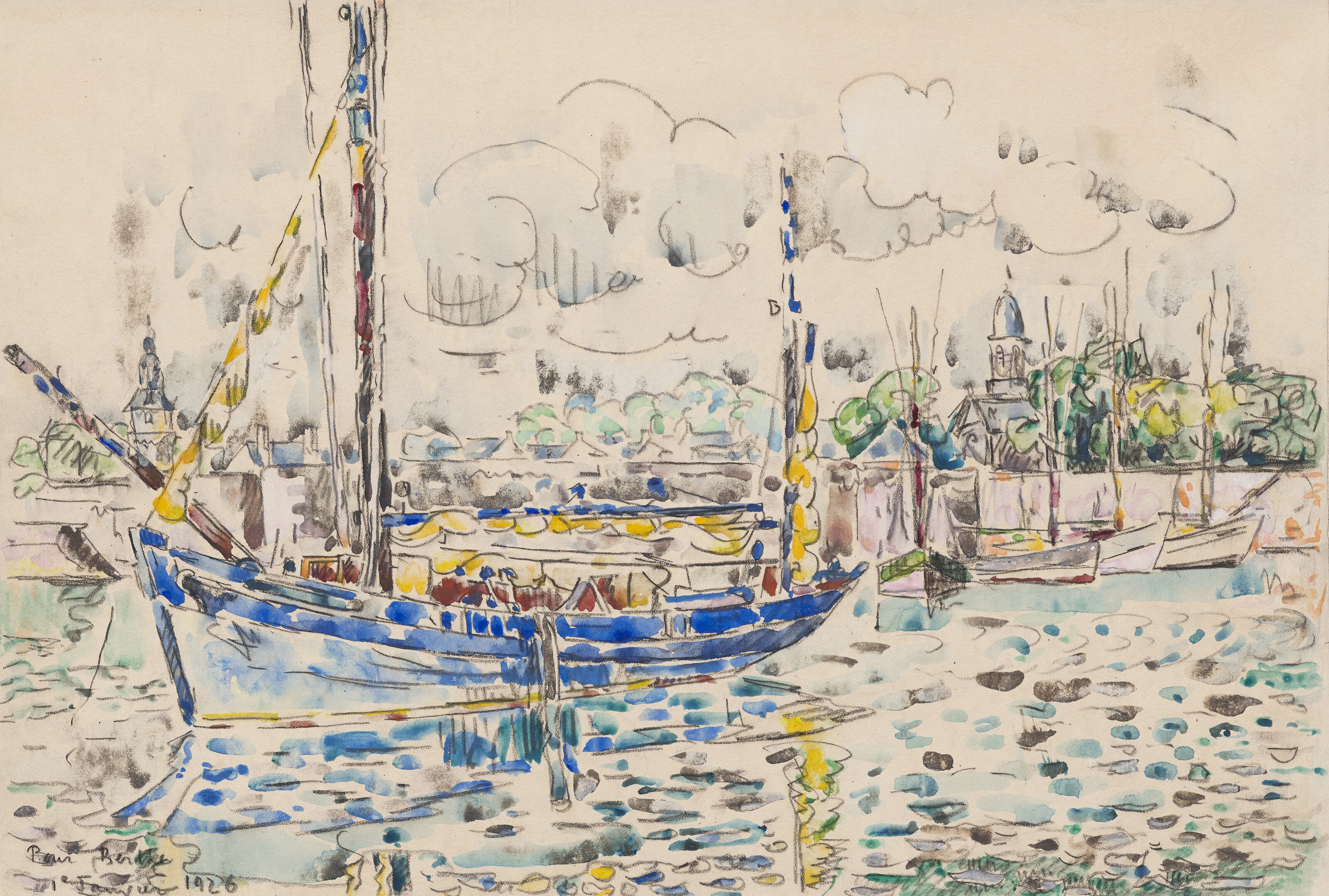 Paul Signac, Concarneau. Thonier au port, 1925, offered in Impressionist and Modern Art Day and Works on Paper Sale on 17 October 2025 at Christie's in London