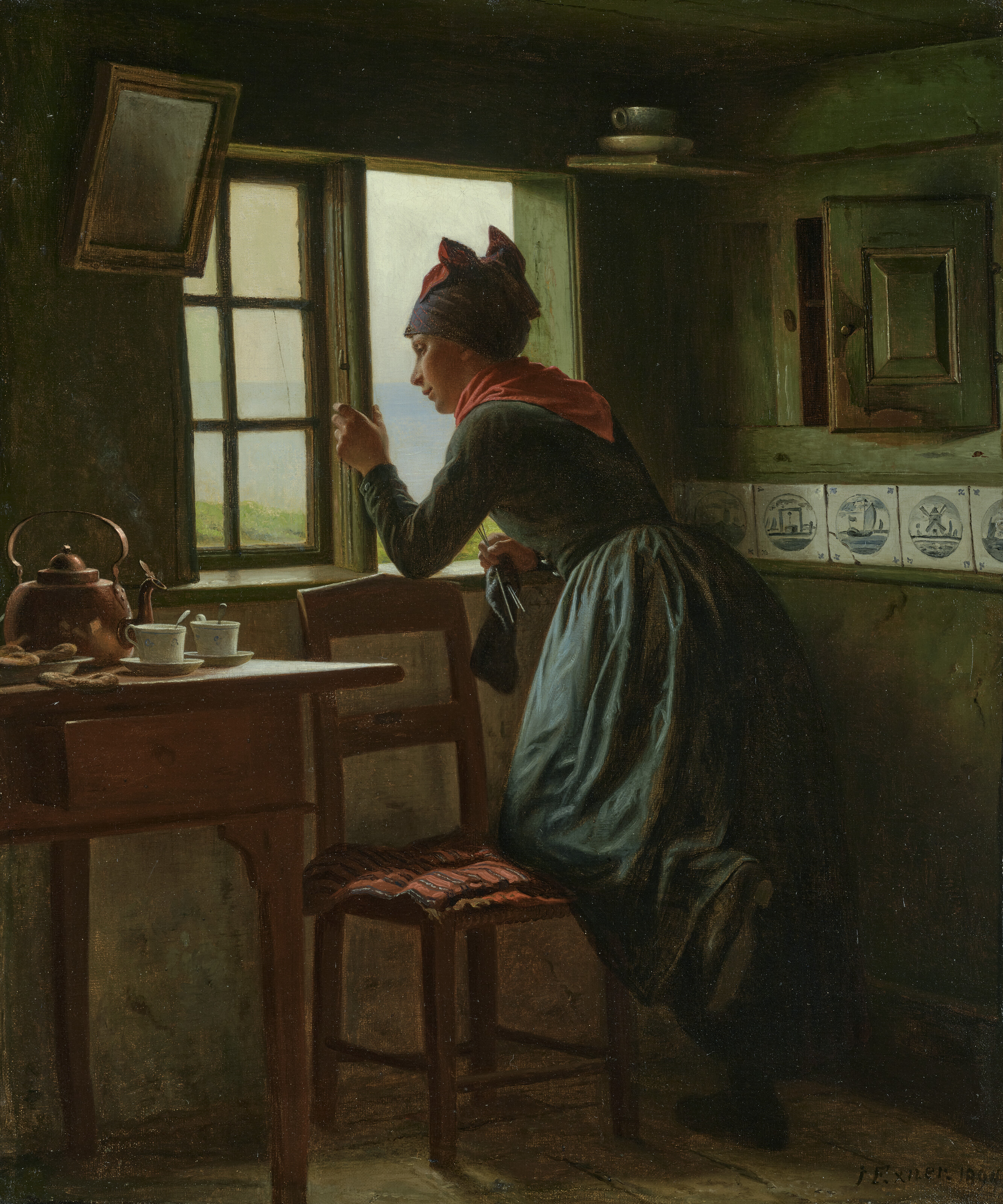 Julius Exner, Interior with knitting figure, 1894, offered in Old Masters, 19th Century Paintings and Drawings from a Private Collection: Selling without Reserve on 2 July 2025 at Christie's in London