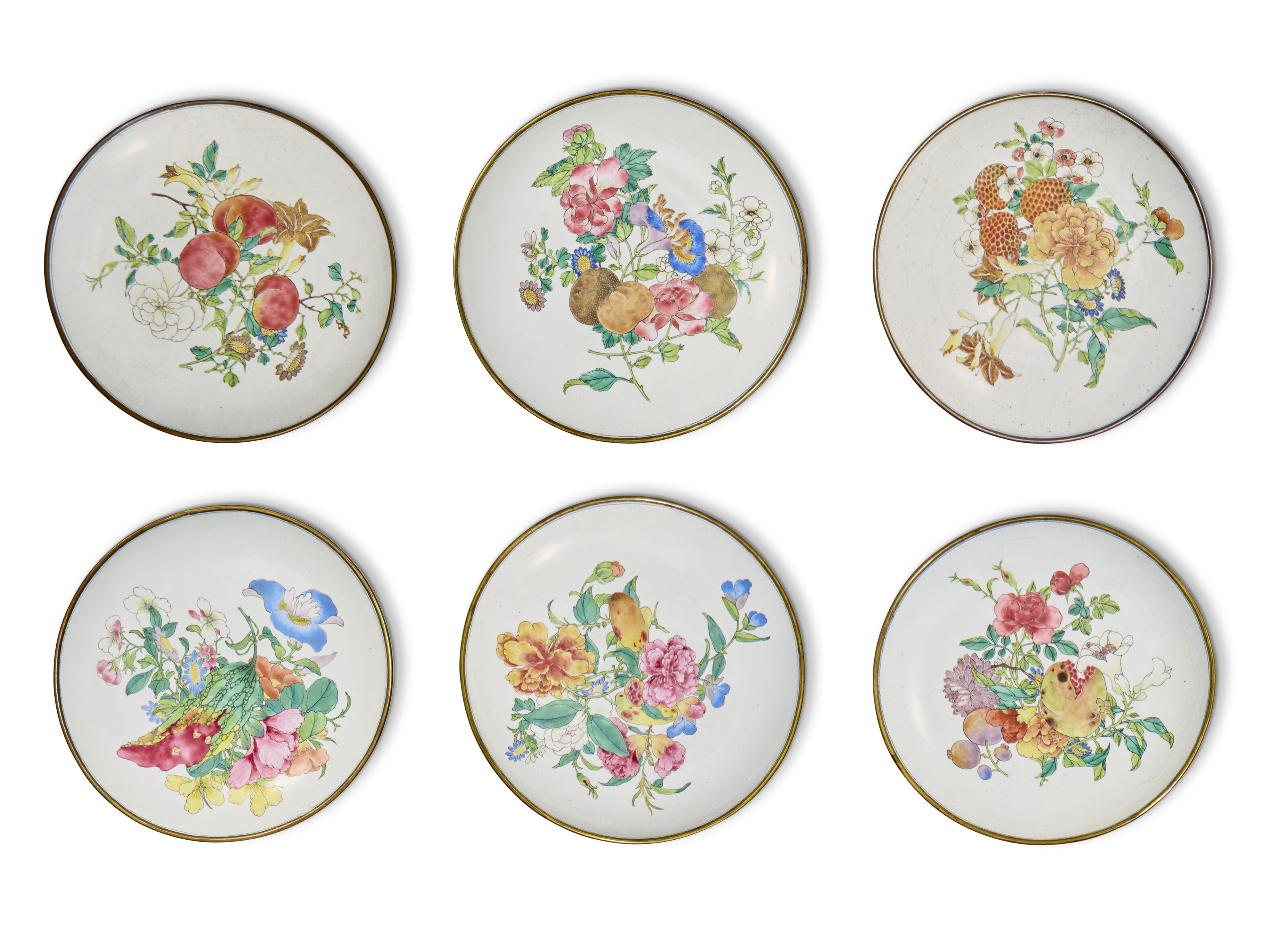 Six rare painted enamel ruby-back saucer dishes. China, Qing dynasty, Yongzheng period (1723-35), offered in Art of Asia Including the Palmer Family Collection - Online until 12 November 2025 at Christie's Online