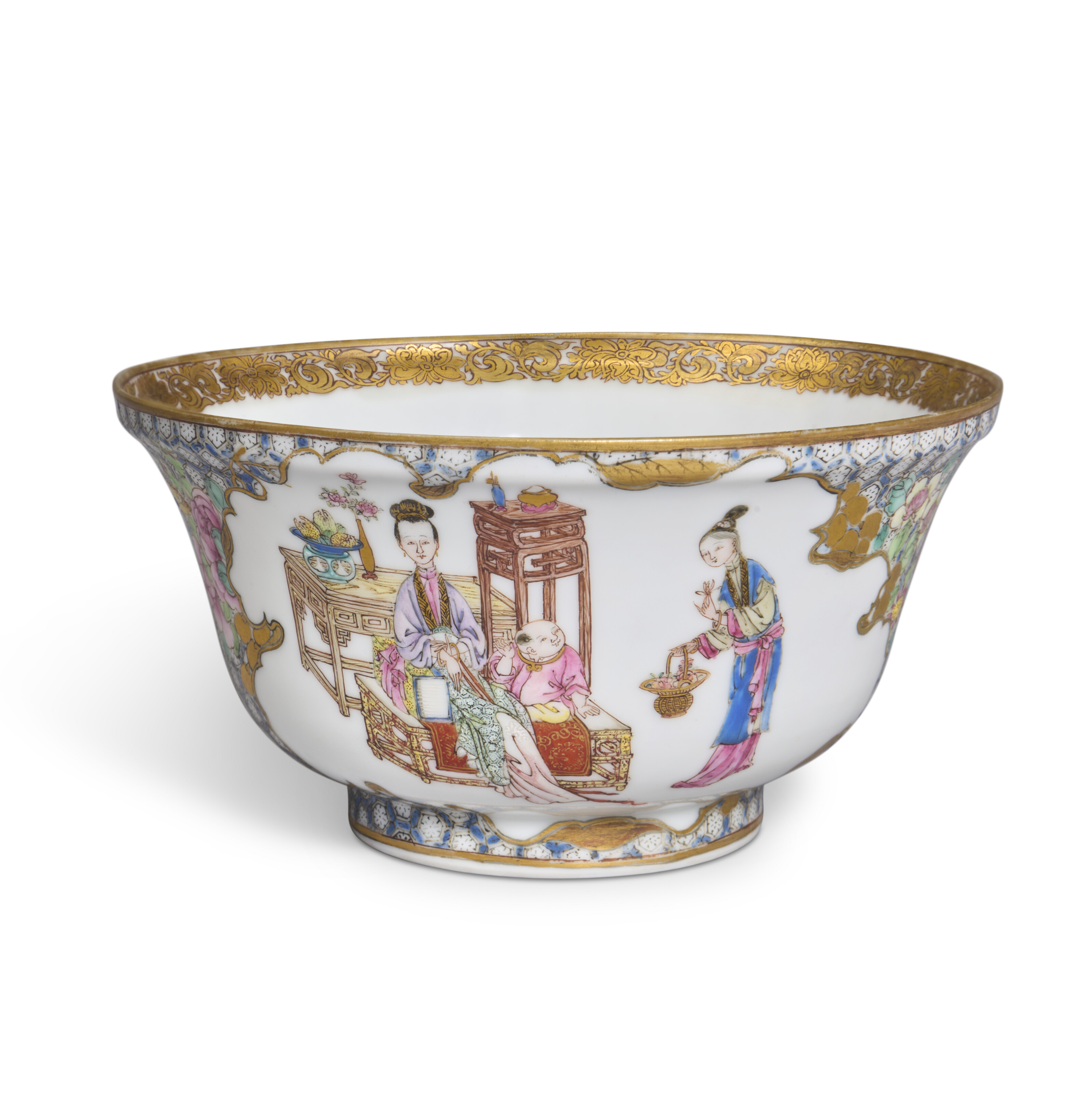 清雍正粉彩仕女童子圖碗, CHINA, QING DYNASTY, YONGZHENG PERIOD