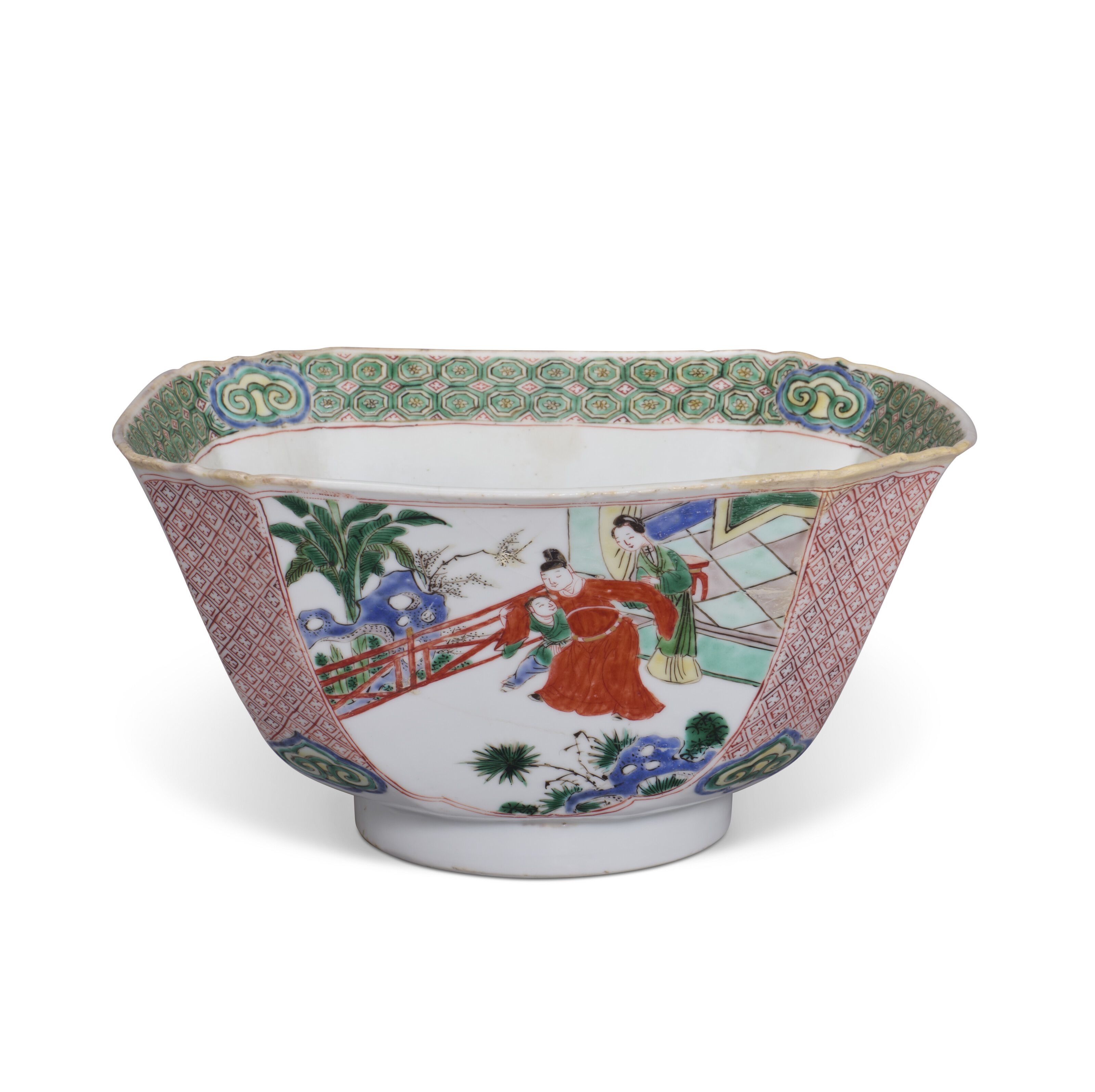 清康熙五彩人物故事纹碗「大明成化年制」款, CHINA, QING DYNASTY
