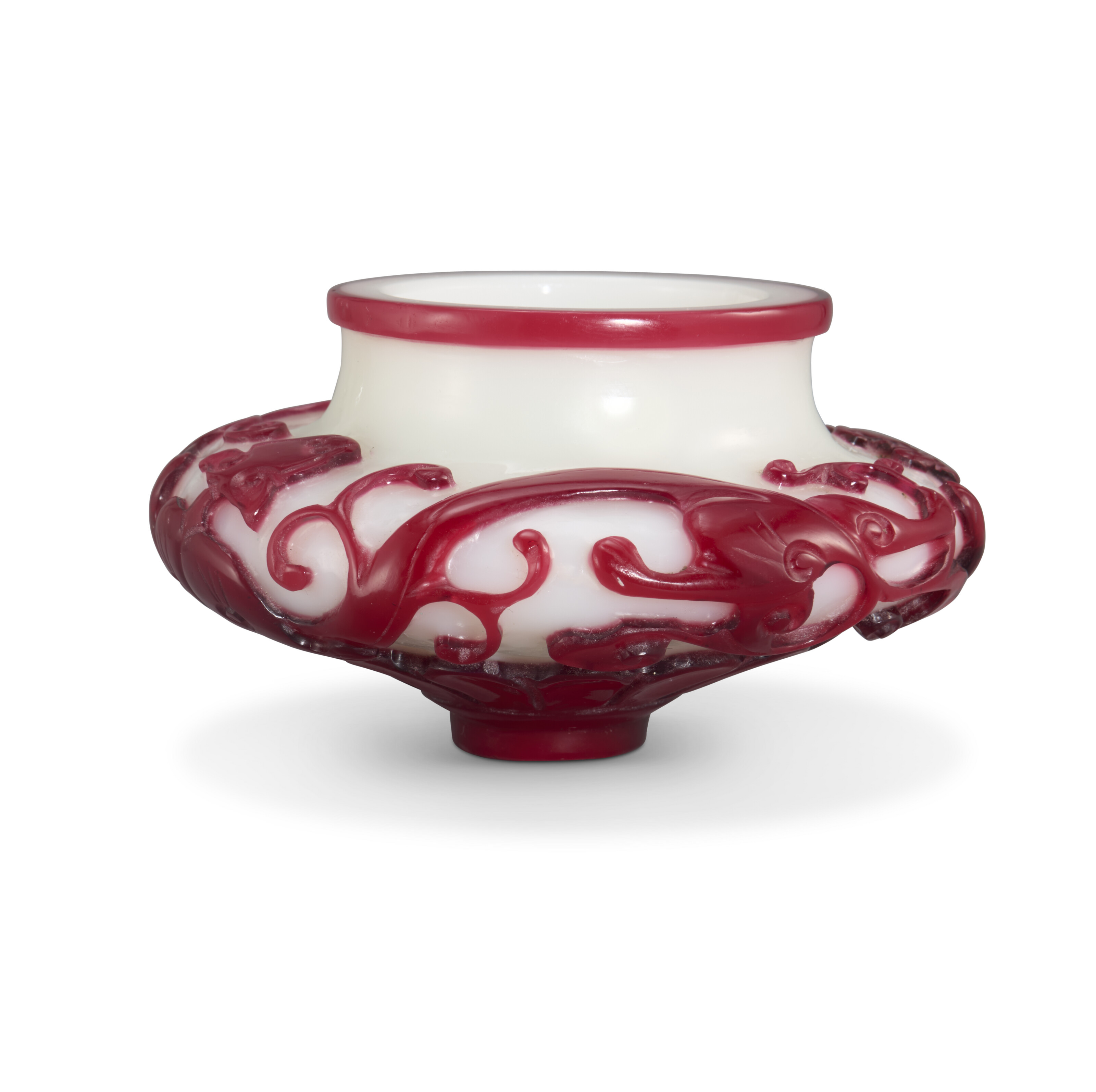 A red-overlay white glass washer. China, Qing dynasty, Qianlong period (1736-95), offered in Art of Asia Including the Palmer Family Collection - Online until 12 November 2025 at Christie's Online