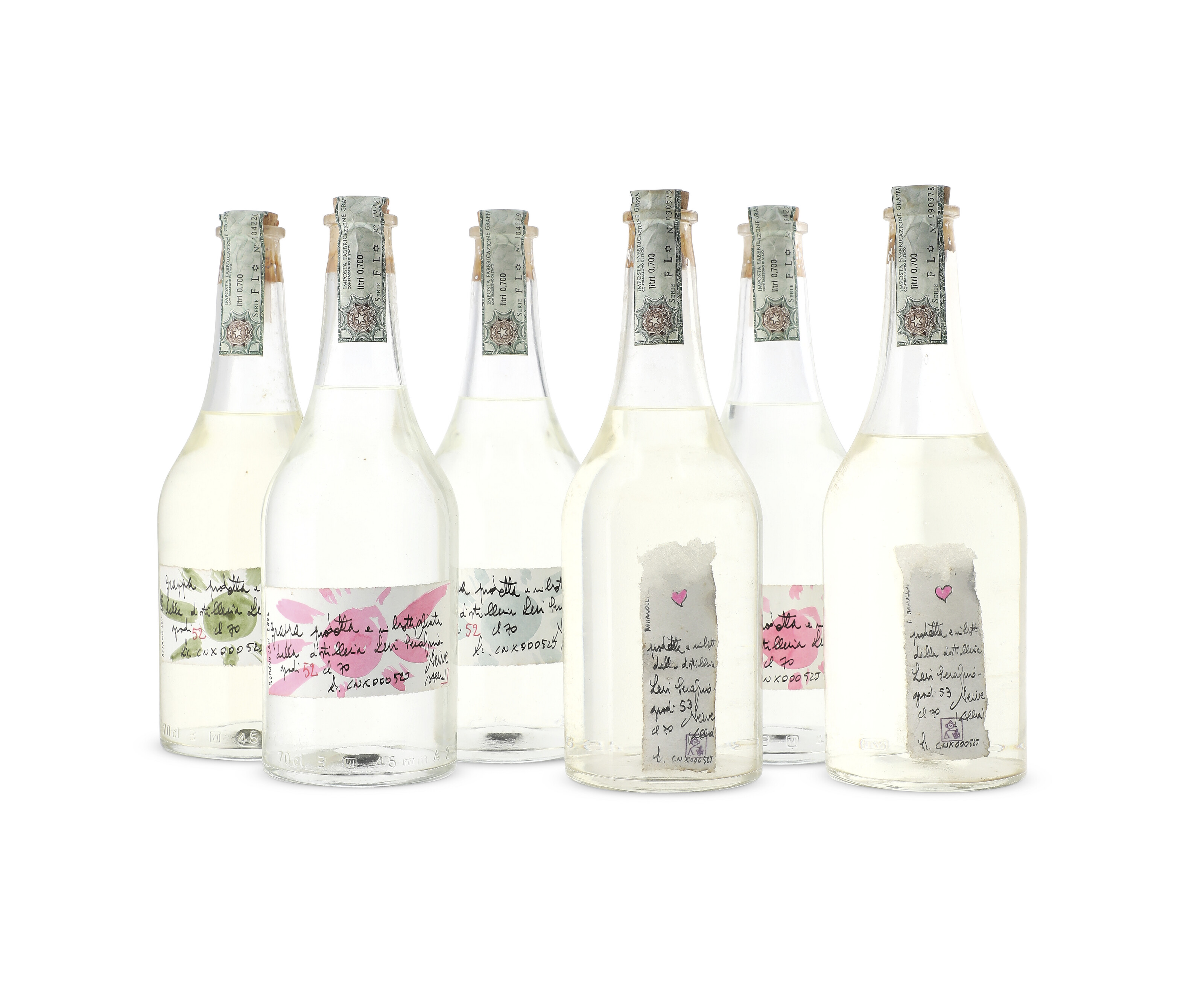 Romano Levi, Grappa 2002, Different label styles. Slightly bin-soiled ...