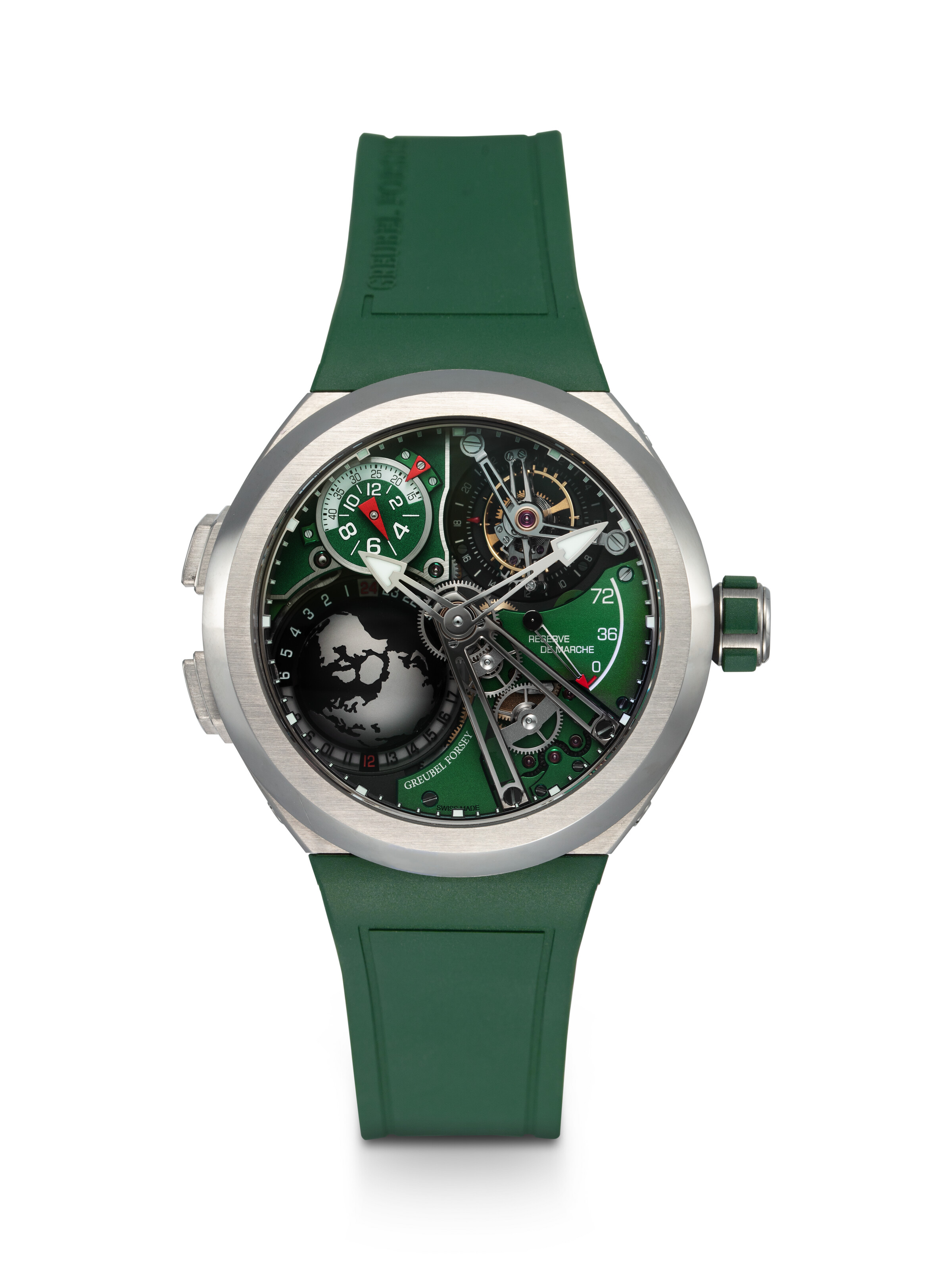 Greubel Forsey, a unique and impressive titanium semi-skeletonised world time tourbillon wristwatch, offered in Watches Online: The Dubai Edit, Featuring Stories in Time: A Collection of Exceptional Watches, until 1 May 2025 at Christie's Online