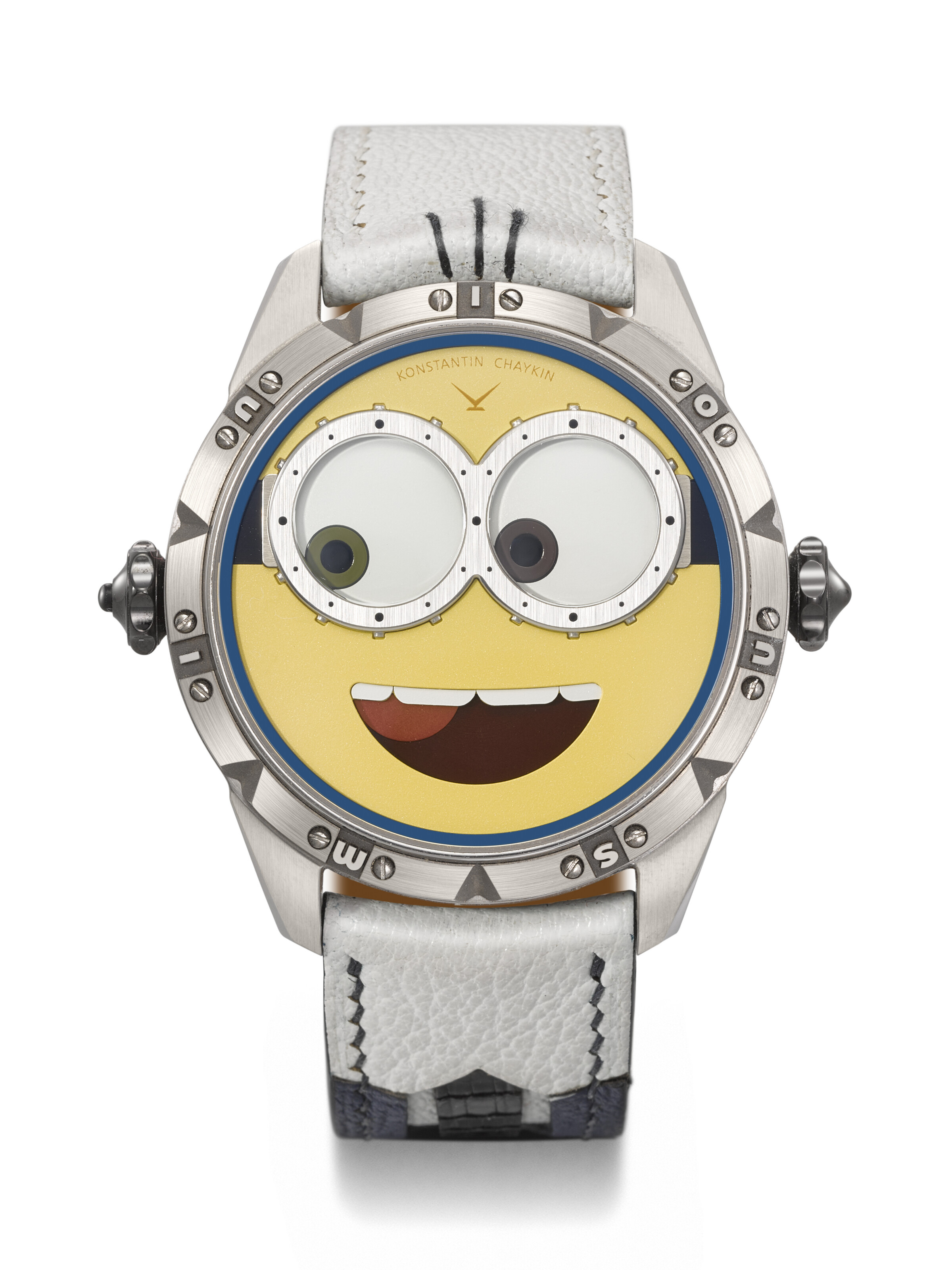 Konstantin Chaykin. A titanium limited edition automatic wristwatch with moon phases, circa 2024. Minions titanium model, no. 54/99. Sold for CHF 35,280 on 12 May 2025 at Christie's in Geneva