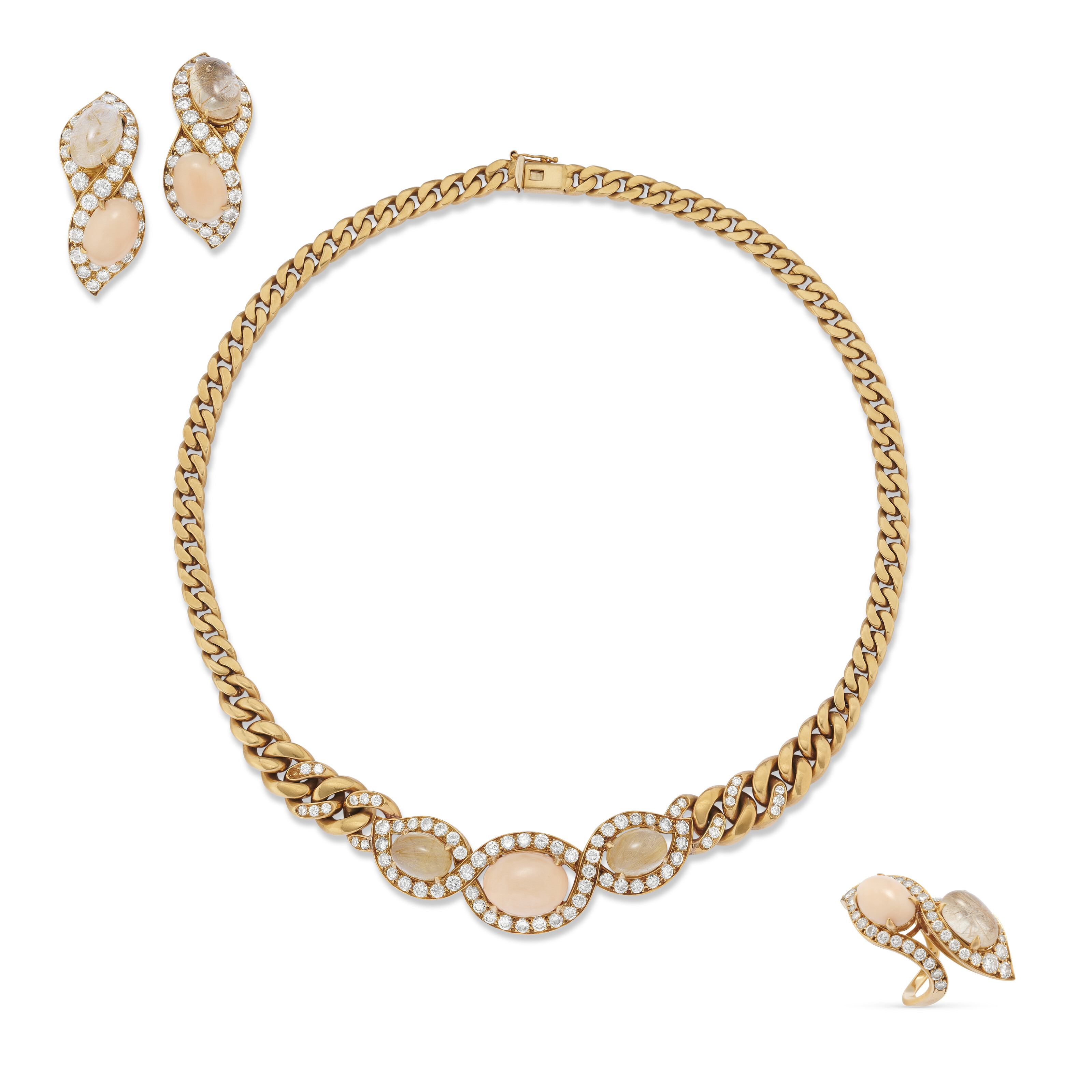 Catalog image of BULGARI SUITE OF CORAL, QUARTZ AND DIAMOND JEWELLERY
