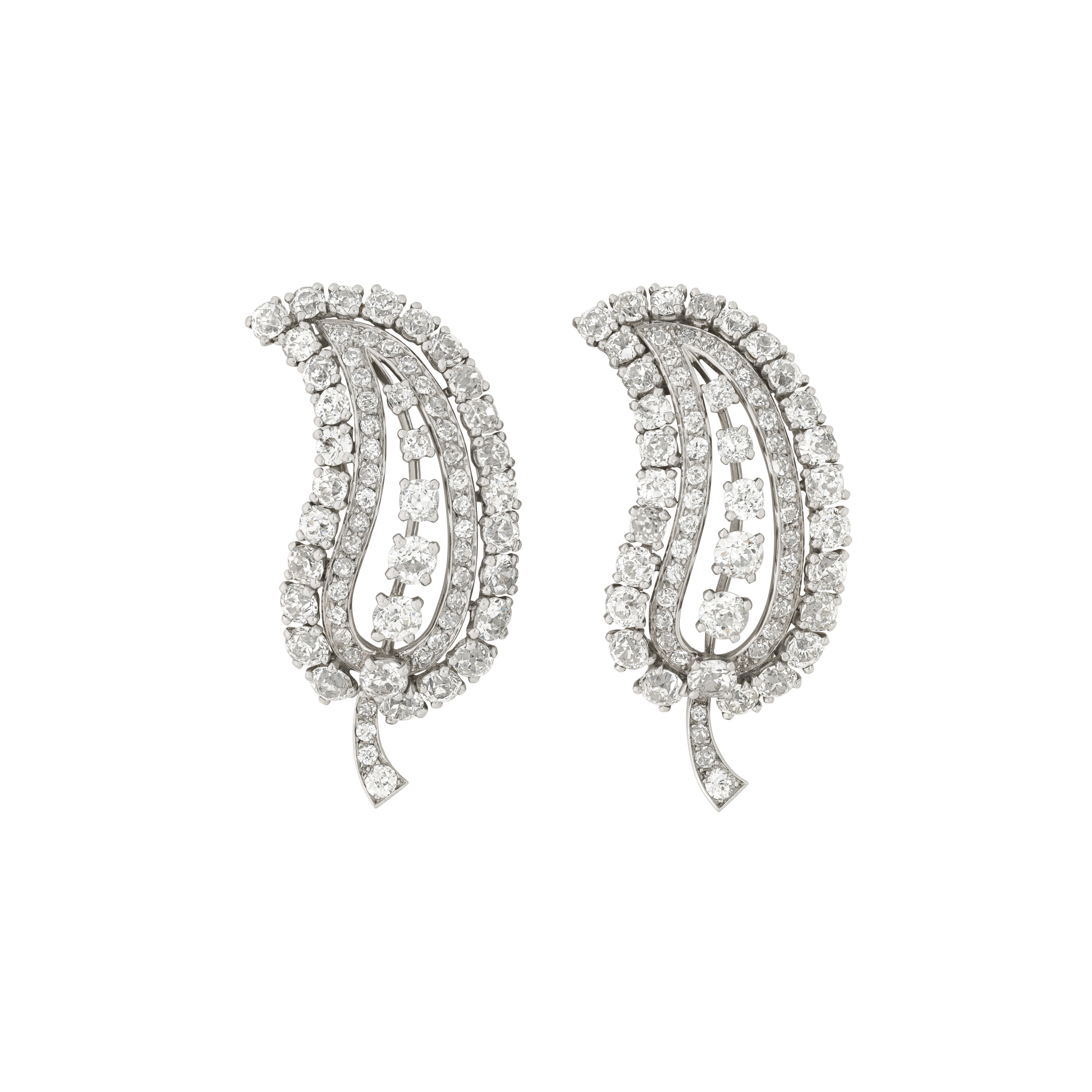 Catalog image of PAIR OF MID-20TH CENTURY DIAMOND LEAF CLIP-BROOCHES MOUNTED BY CARTIER