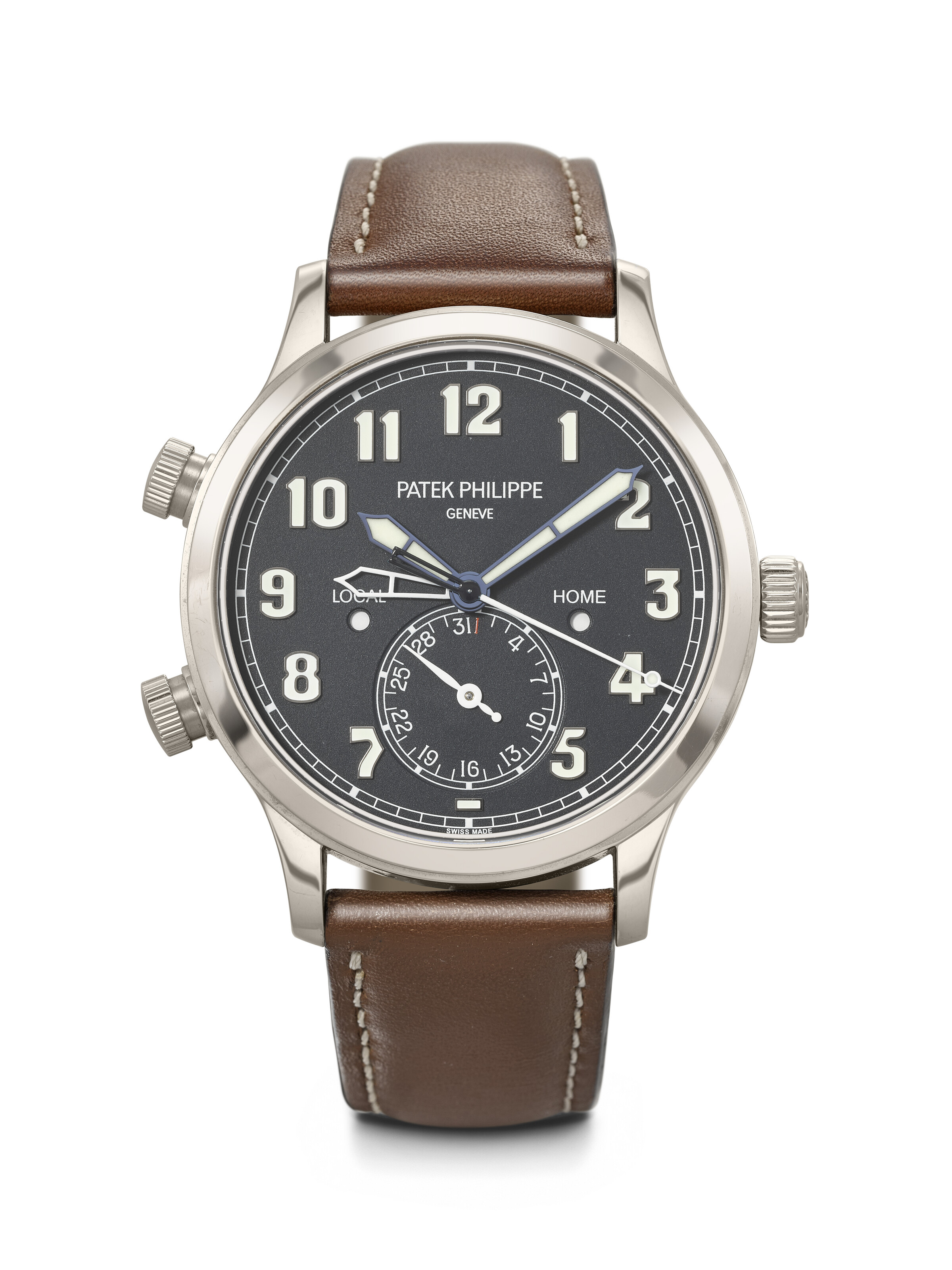 PATEK PHILIPPEノベルティー非売品ウォレットキーリング、ミラー付き PATEK PHILIPPE. AN ATTRACTIVE 18K WHITE GOLD AUTOMATIC DUAL TIME