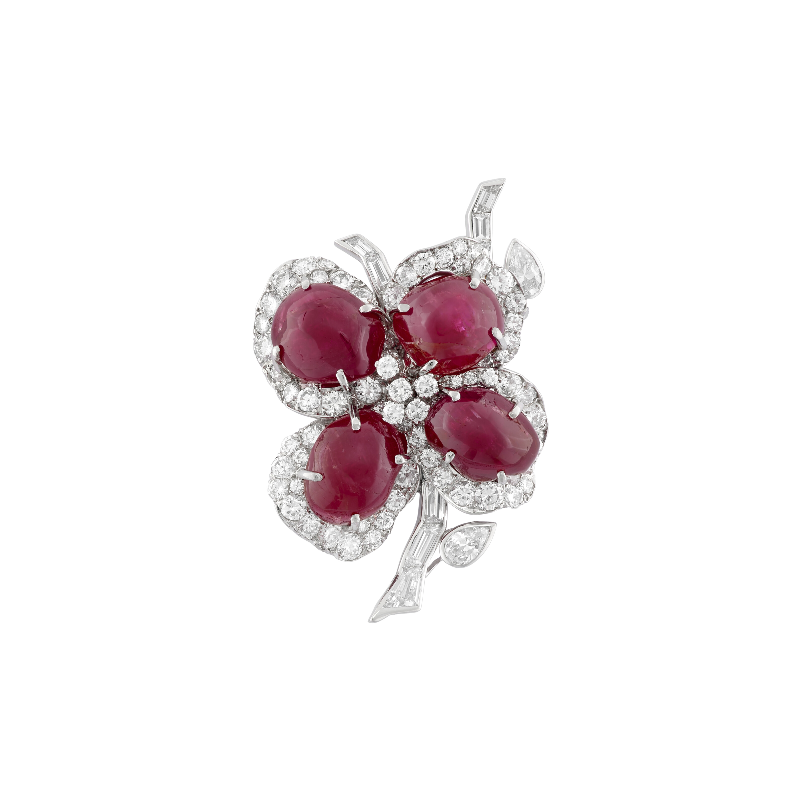 RUBY AND DIAMOND BROOCH, | Christie’s
