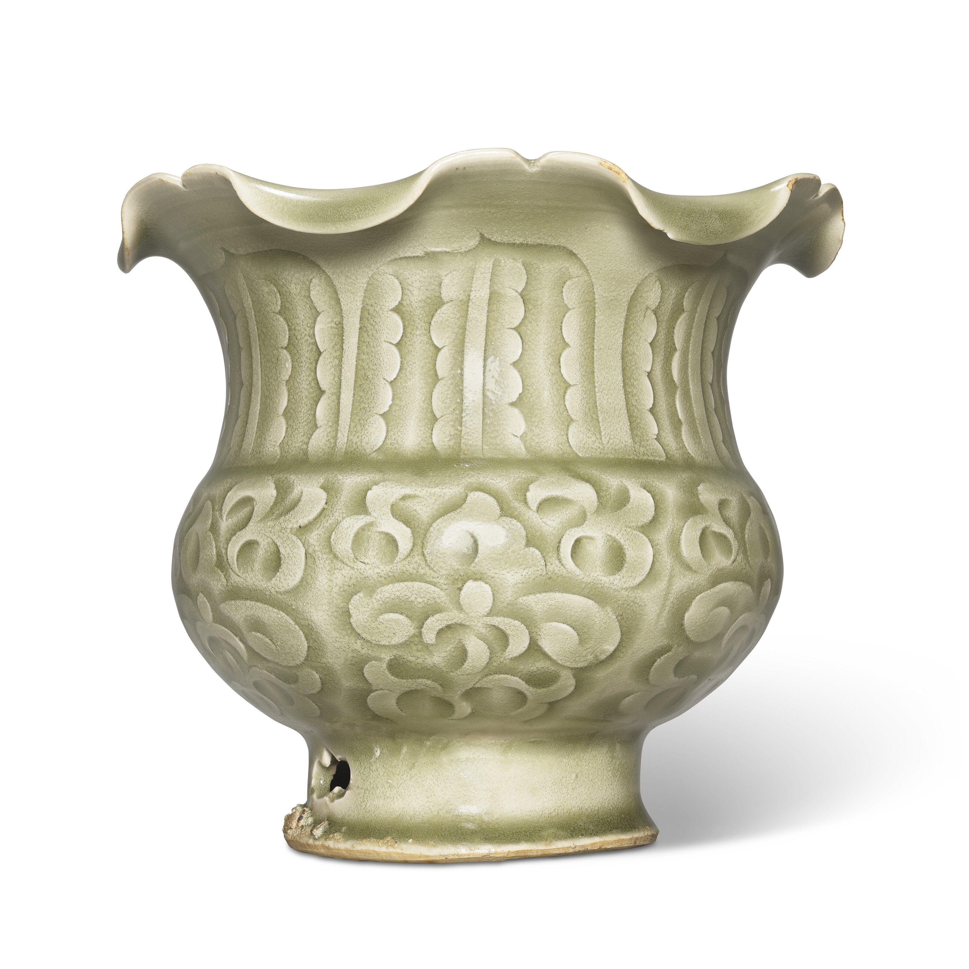 北宋～金時代　青磁貼花唐草紋合子　文房香合　耀州窯　朱泥入れ古文房具(A-45) 青磁刻花牡丹文碗 耀州窯 文化遺産オンライン