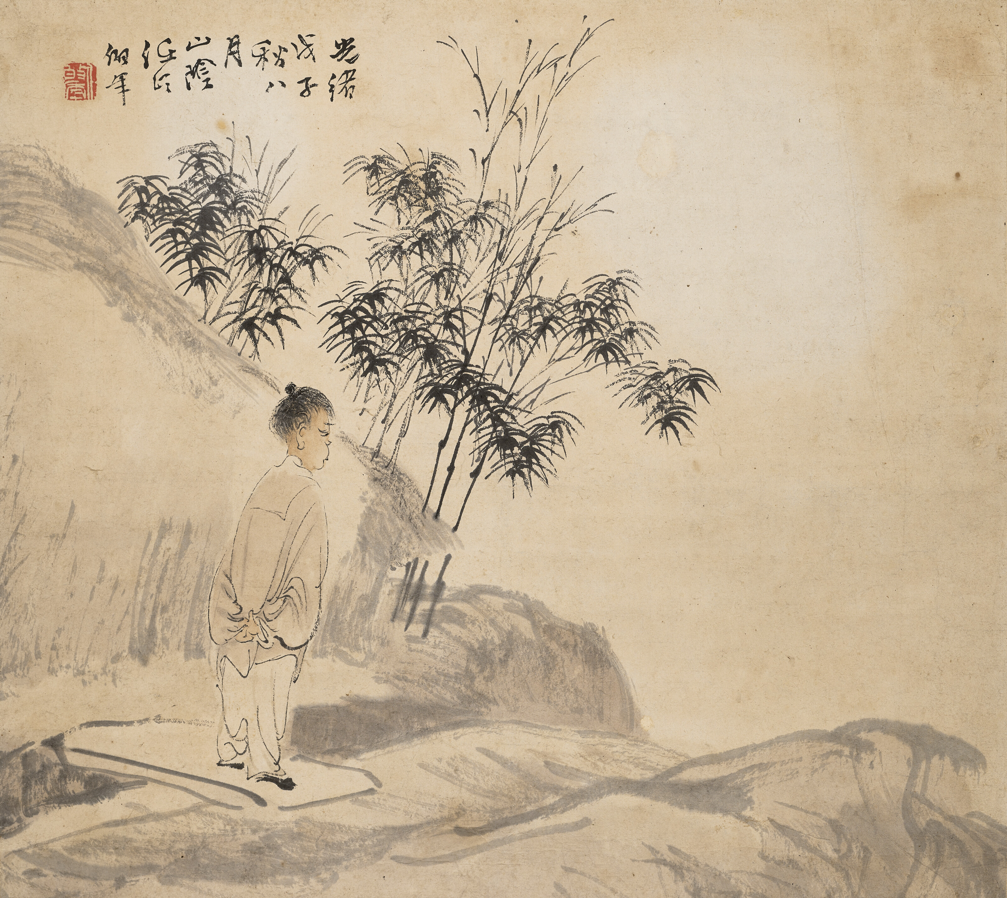 REN YI (REN BONIAN, 1840-1895), A Boy Under the Bamboo Tree | Christie’s