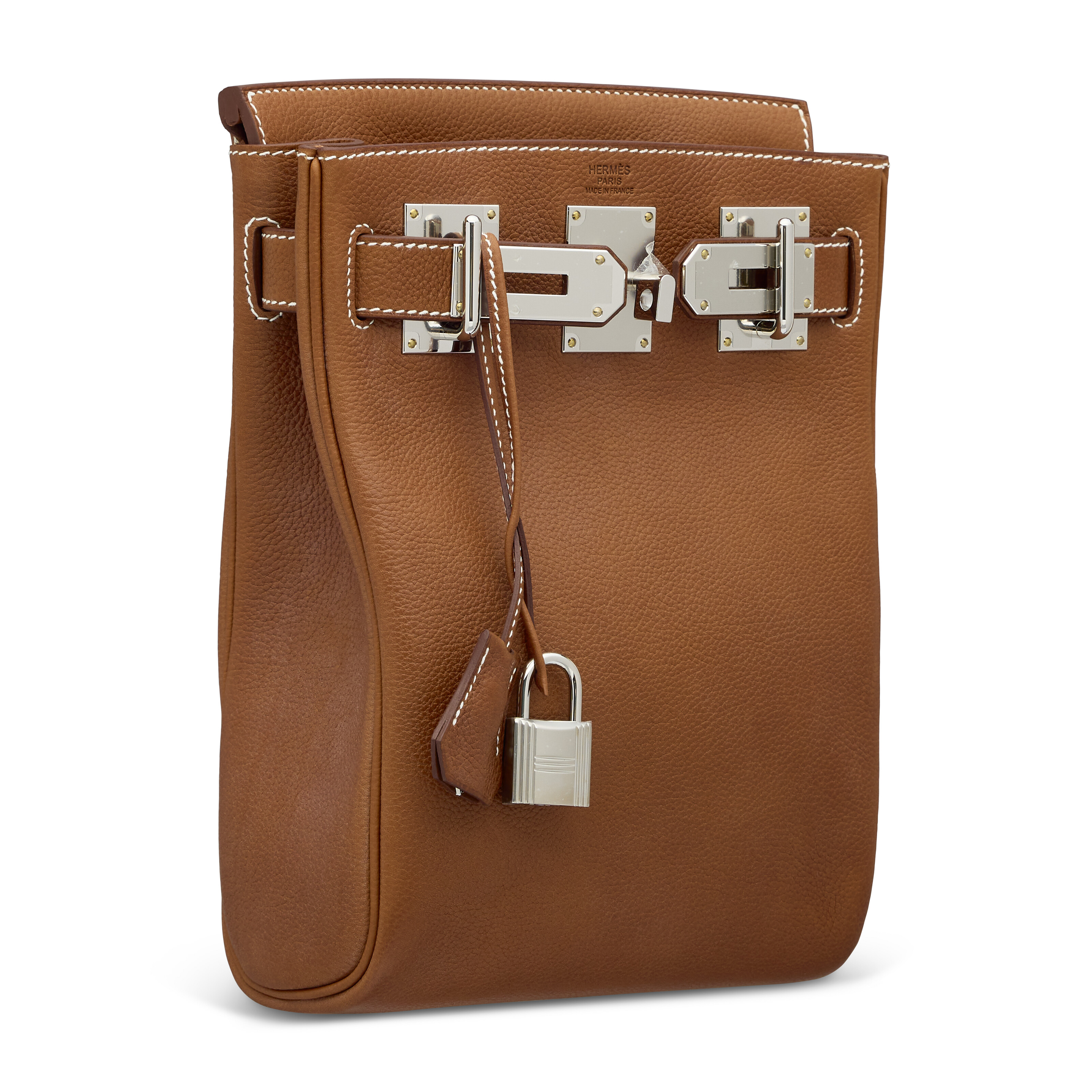 ♢新品♢HERMES♢パシフォリア♢未使用♢2枚♢ A FAUVE BARÉNIA FAUBOURG LEATHER HAC A DOS PM WITH PALLADIUM