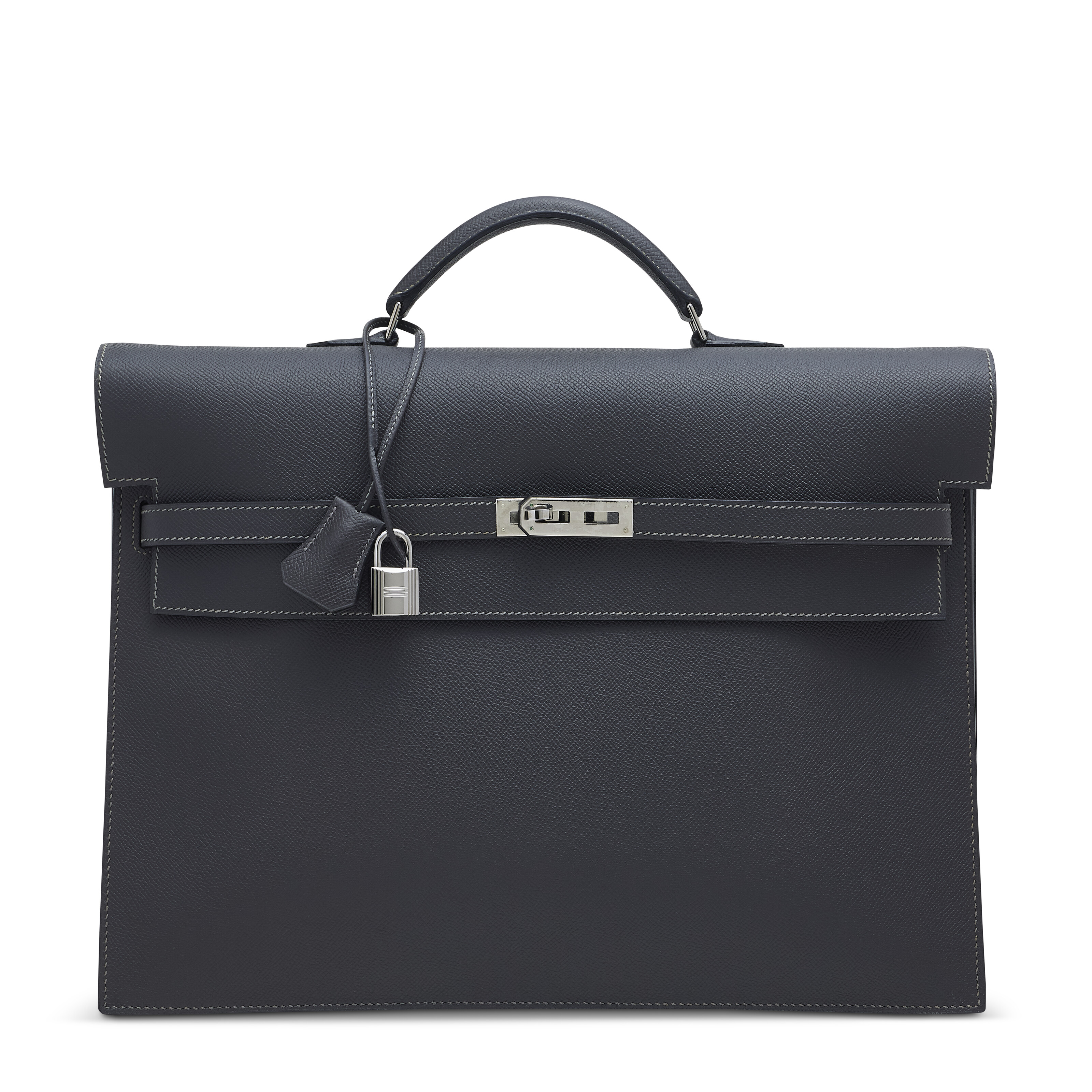 A BLACK CALF BOX LEATHER RETOURNÉ KELLY 40 WITH PALLADIUM HARDWARE
