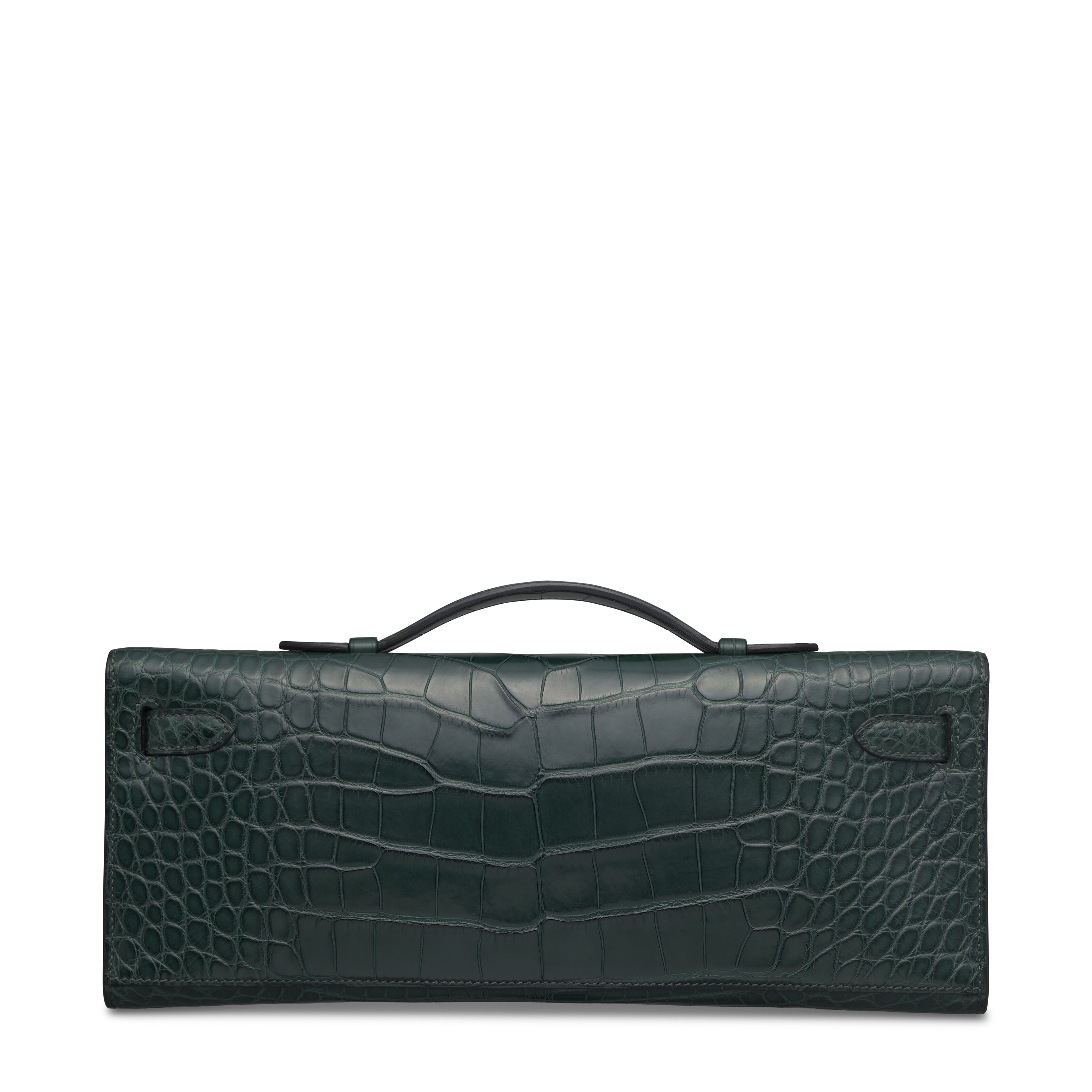 A MATTE VERT TITIEN ALLIGATOR KELLY CUT WITH PALLADIUM HARDWARE