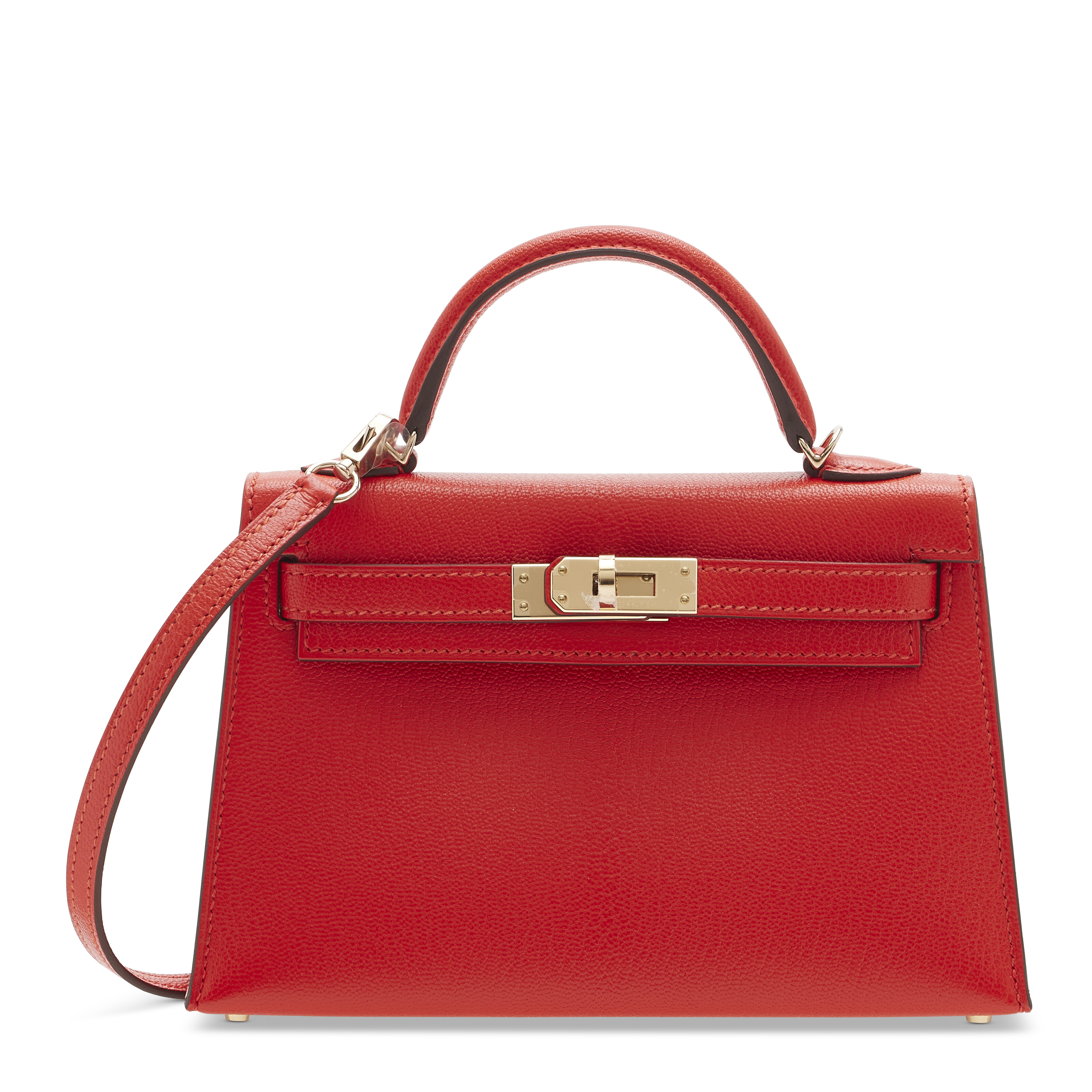 A CUSTOM ROUGE DE COEUR & CAPUCINE CHÈVRE LEATHER MINI KELLY 20 II