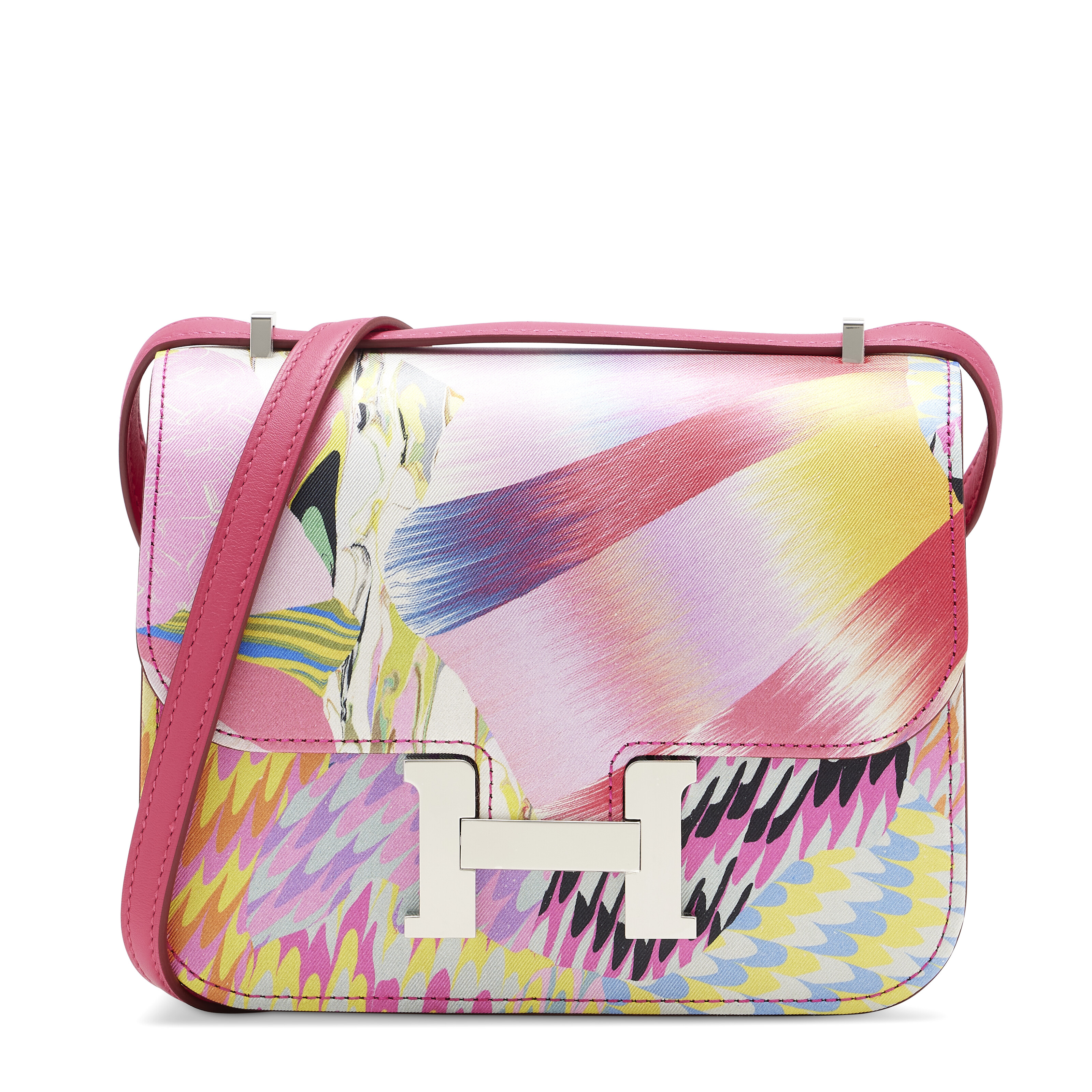 Hermes. A limited edition Rose Mexico Swift Leather and Marble Silk Mini Constance with palladium hardware, 2021, sold for HK$81,900 on 26 May 2025 at Christie's in Hong Kong