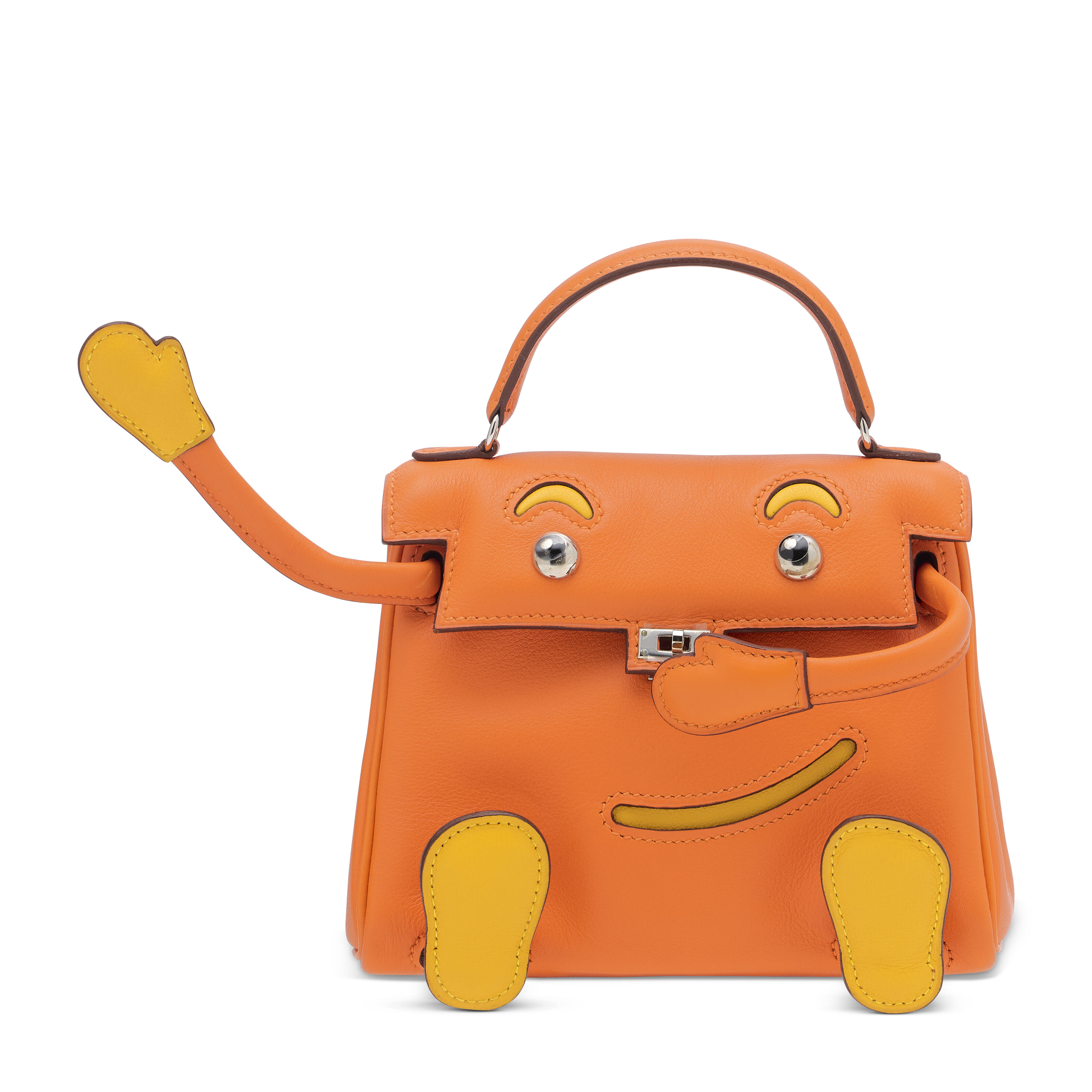 香港SOGO百货2010年限量版爱马仕橙色及太阳黄色SWIFT小牛皮QUELLE IDOLE包附钯金配件，爱马仕，2010年。此拍品于2025年5月26日在佳士得香港售出，成交价港元 327,600